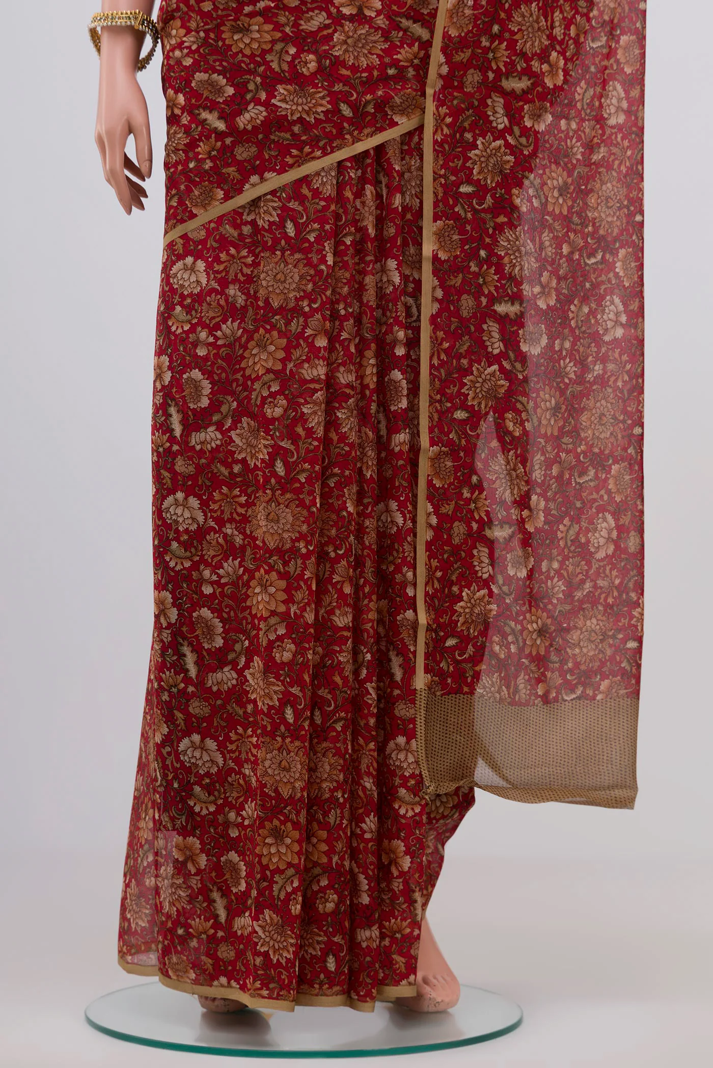 Maroon Mysore Chiffon Saree - Image 3