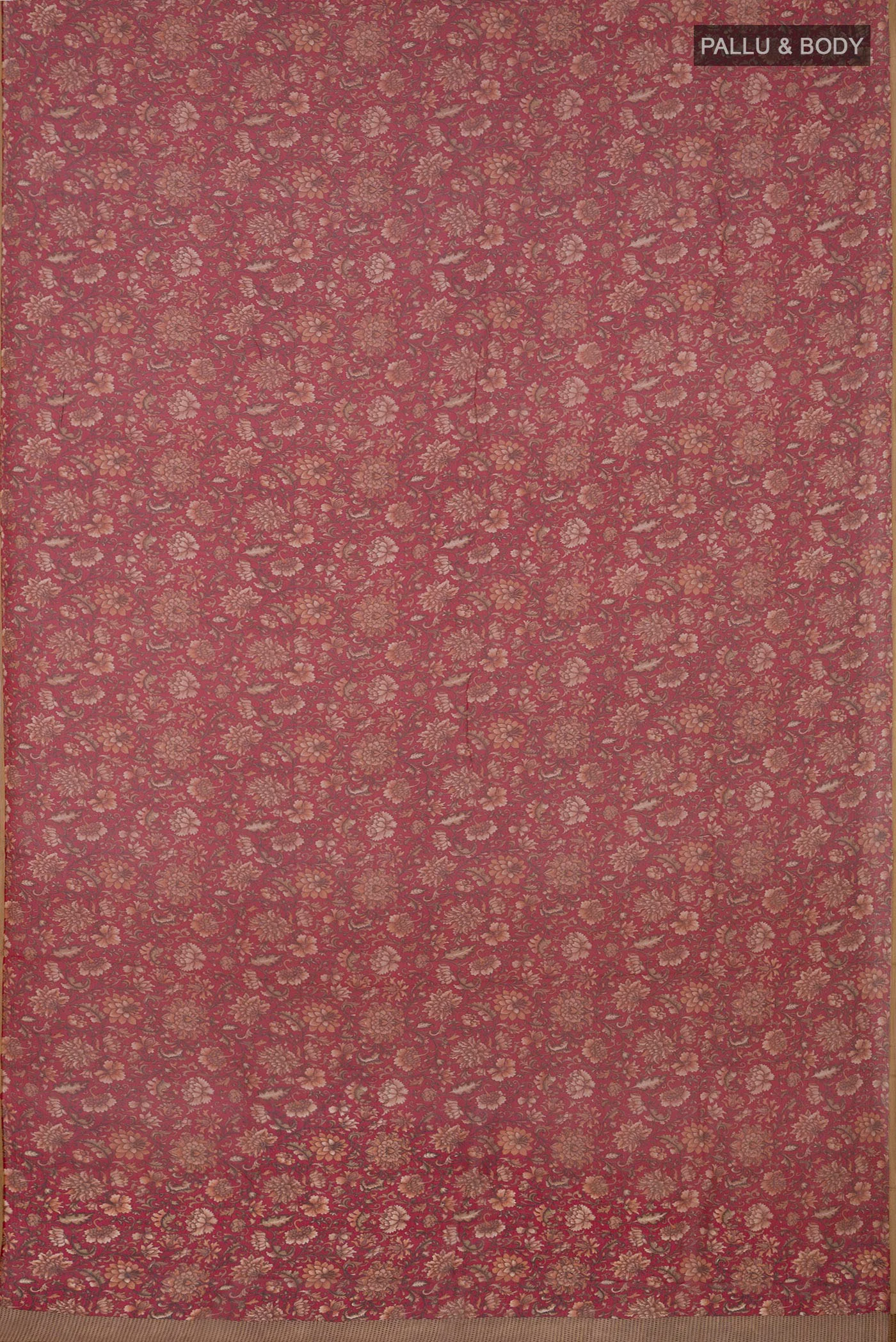 Maroon Mysore Chiffon Saree - Image 5