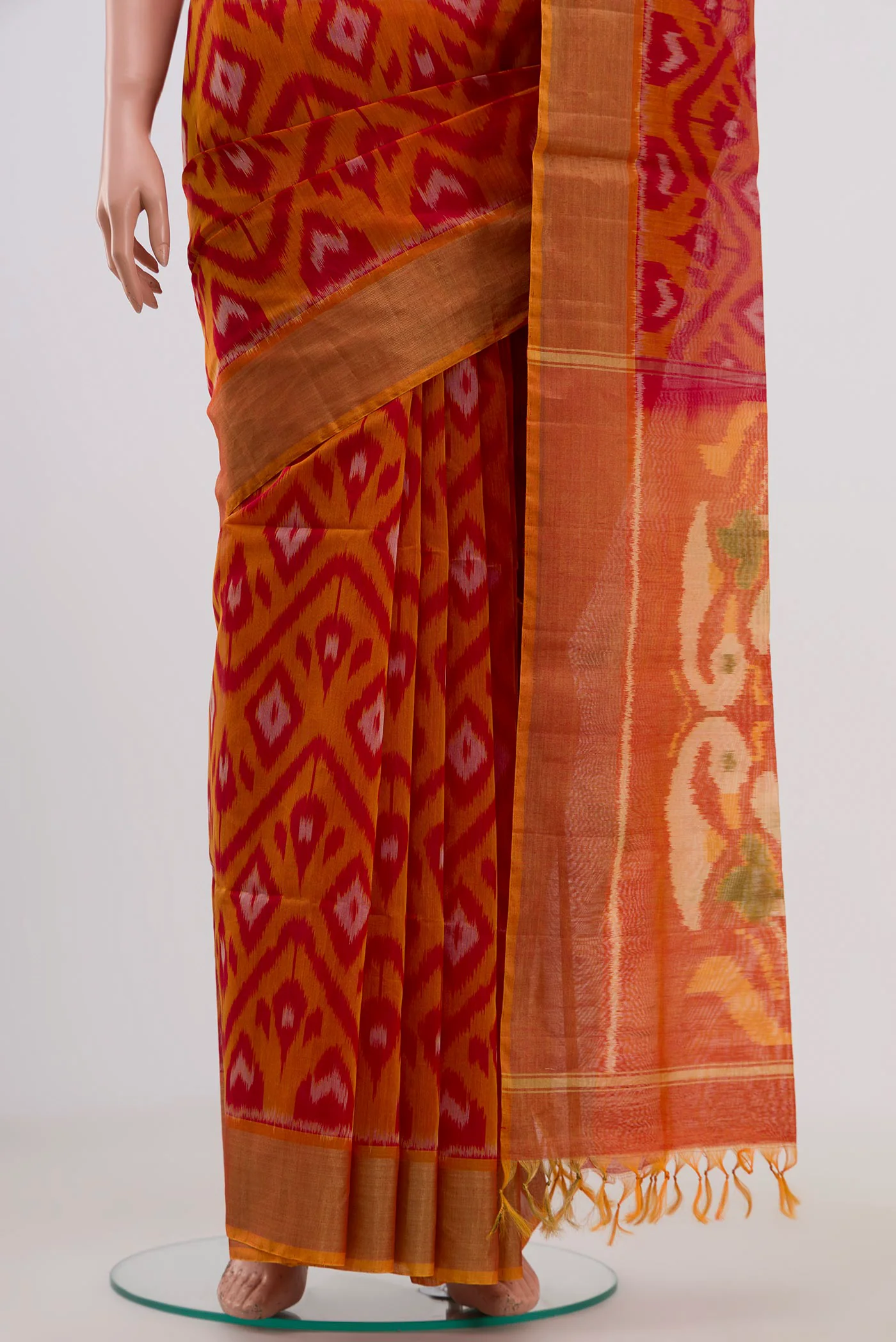 Mustard Coimbatore Silk Cotton Saree - Image 3