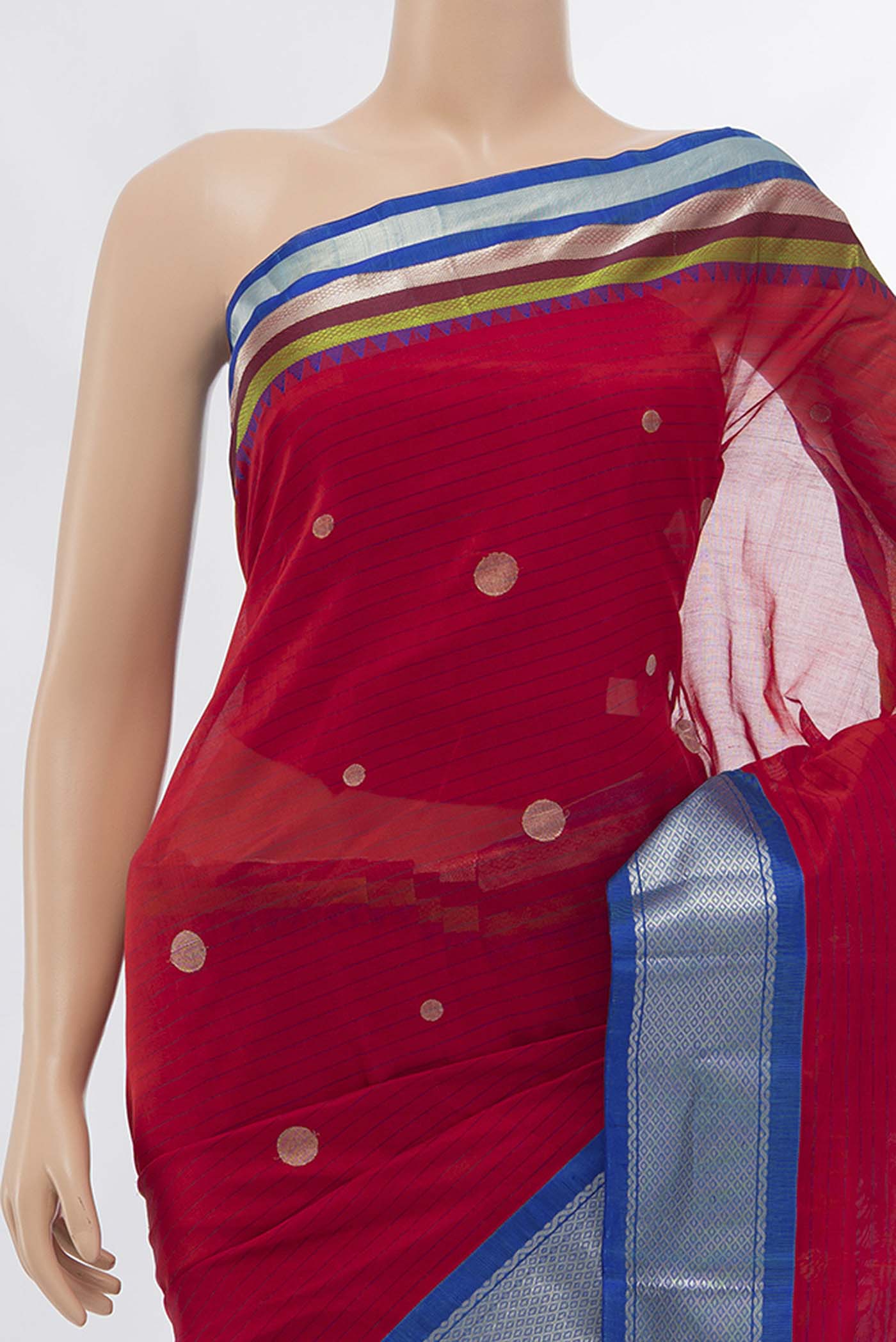 Red Silk Cotton Saree - Image 2