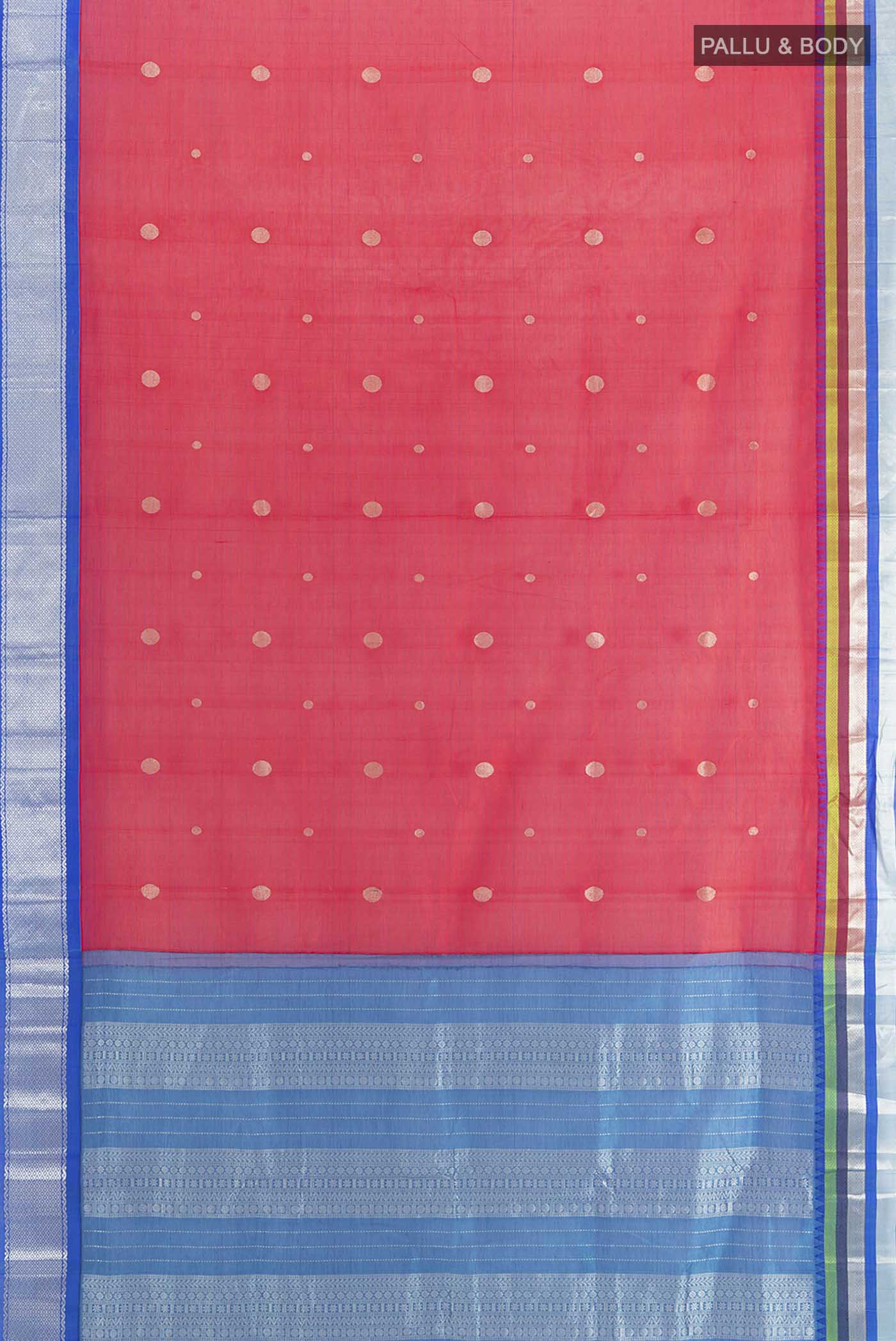 Red Silk Cotton Saree - Image 5