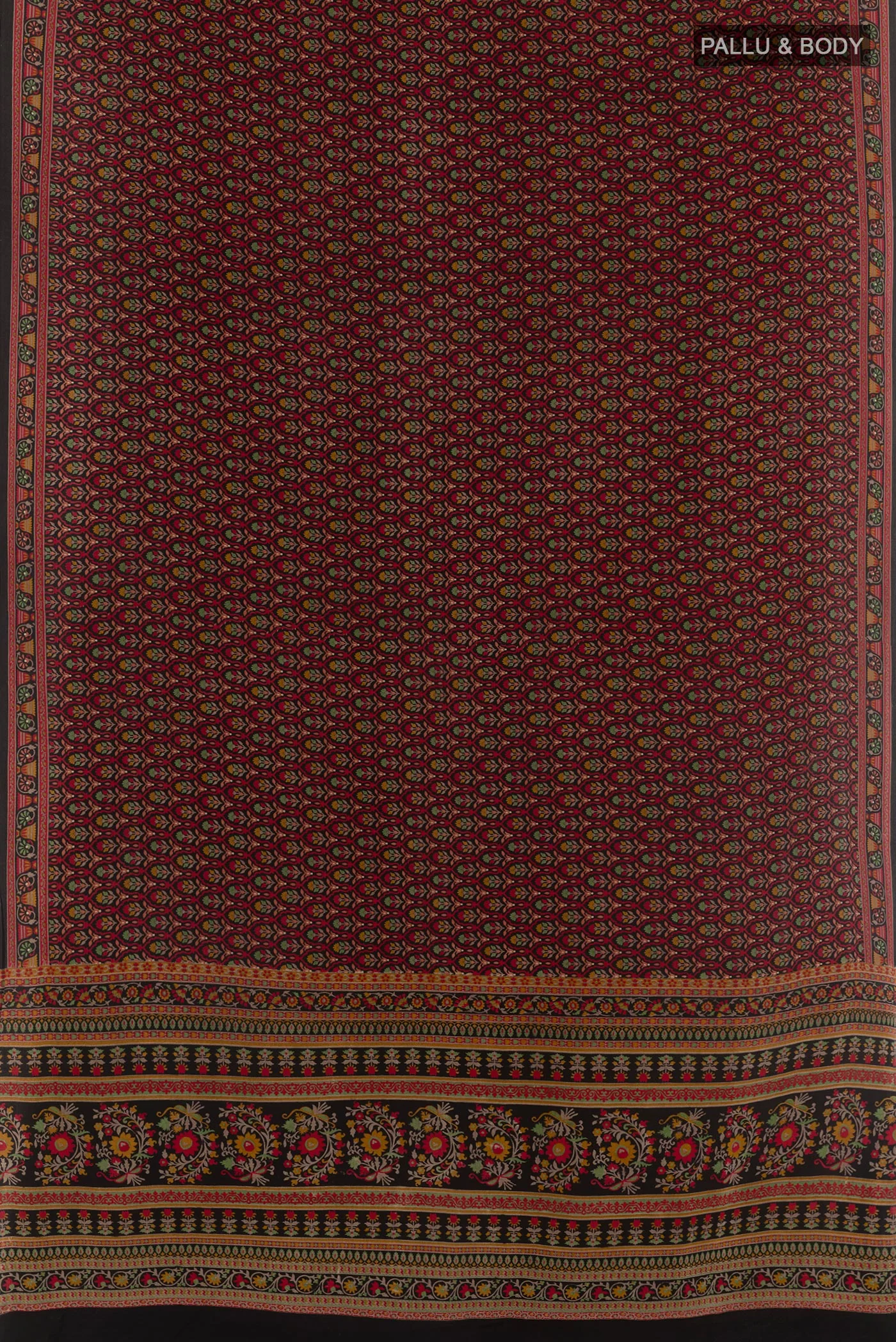 Black Mysore Crepe Saree - Image 3