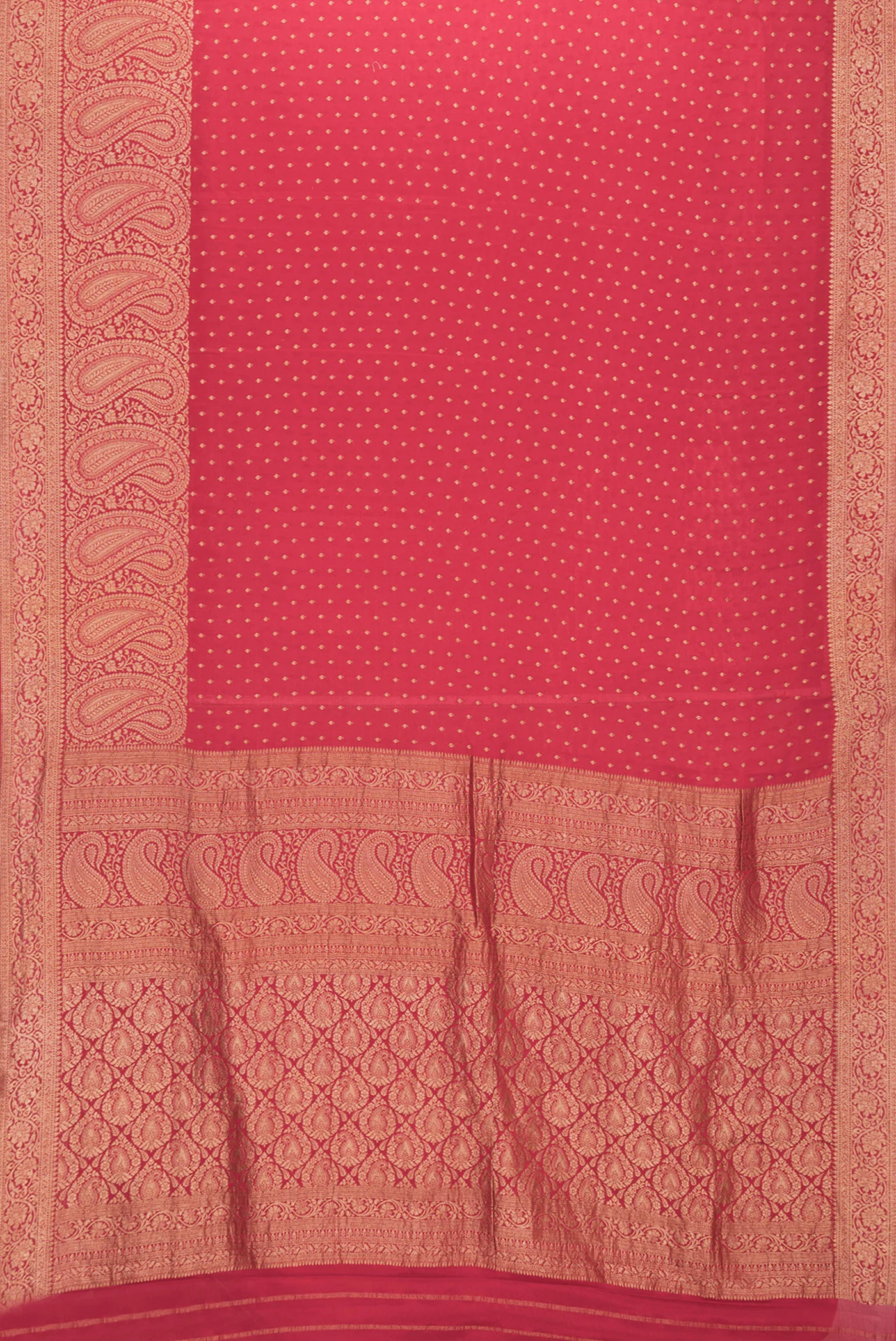 Red Mysore Crepe Saree - Image 6