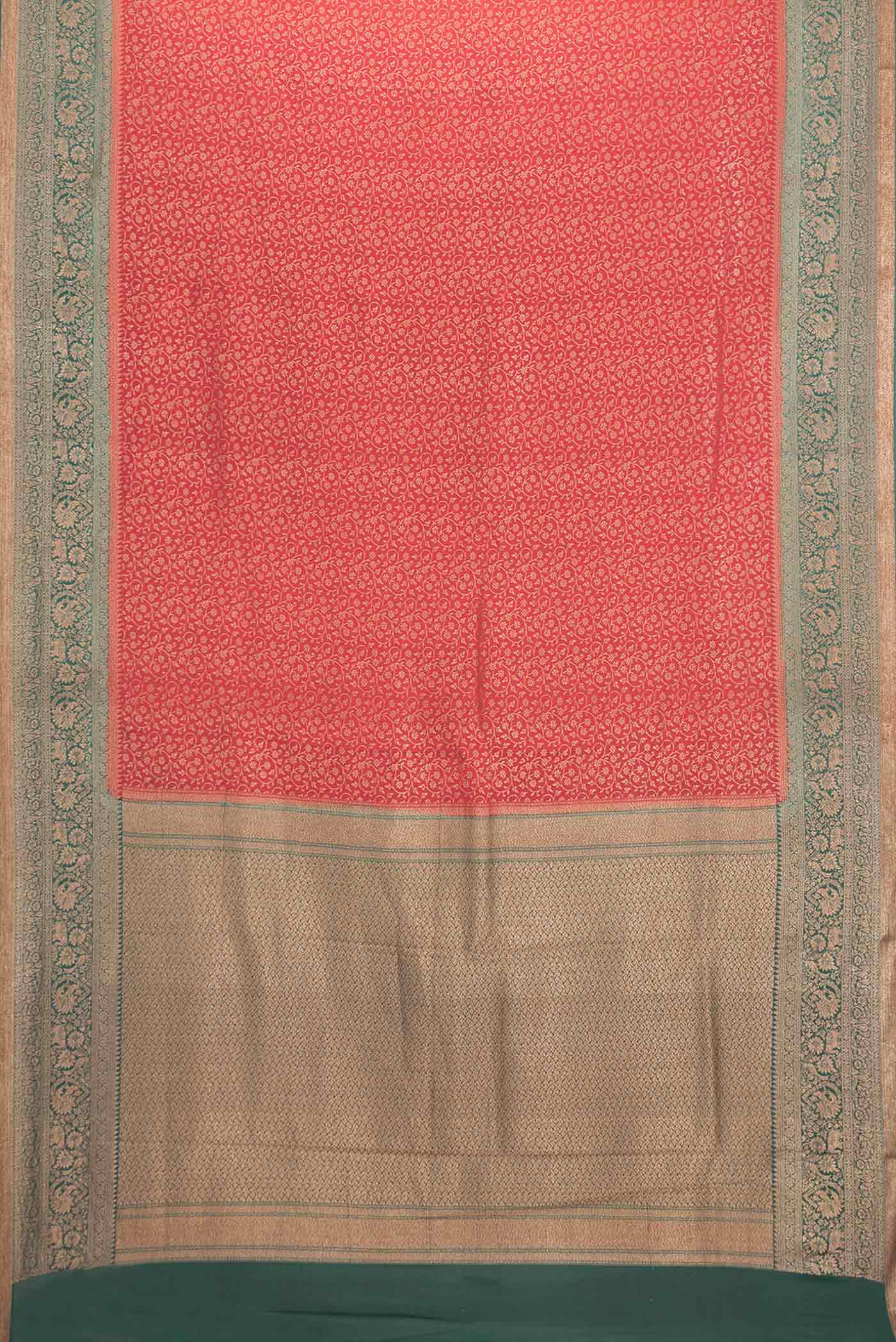 Red Mysore Crepe Saree - Image 6