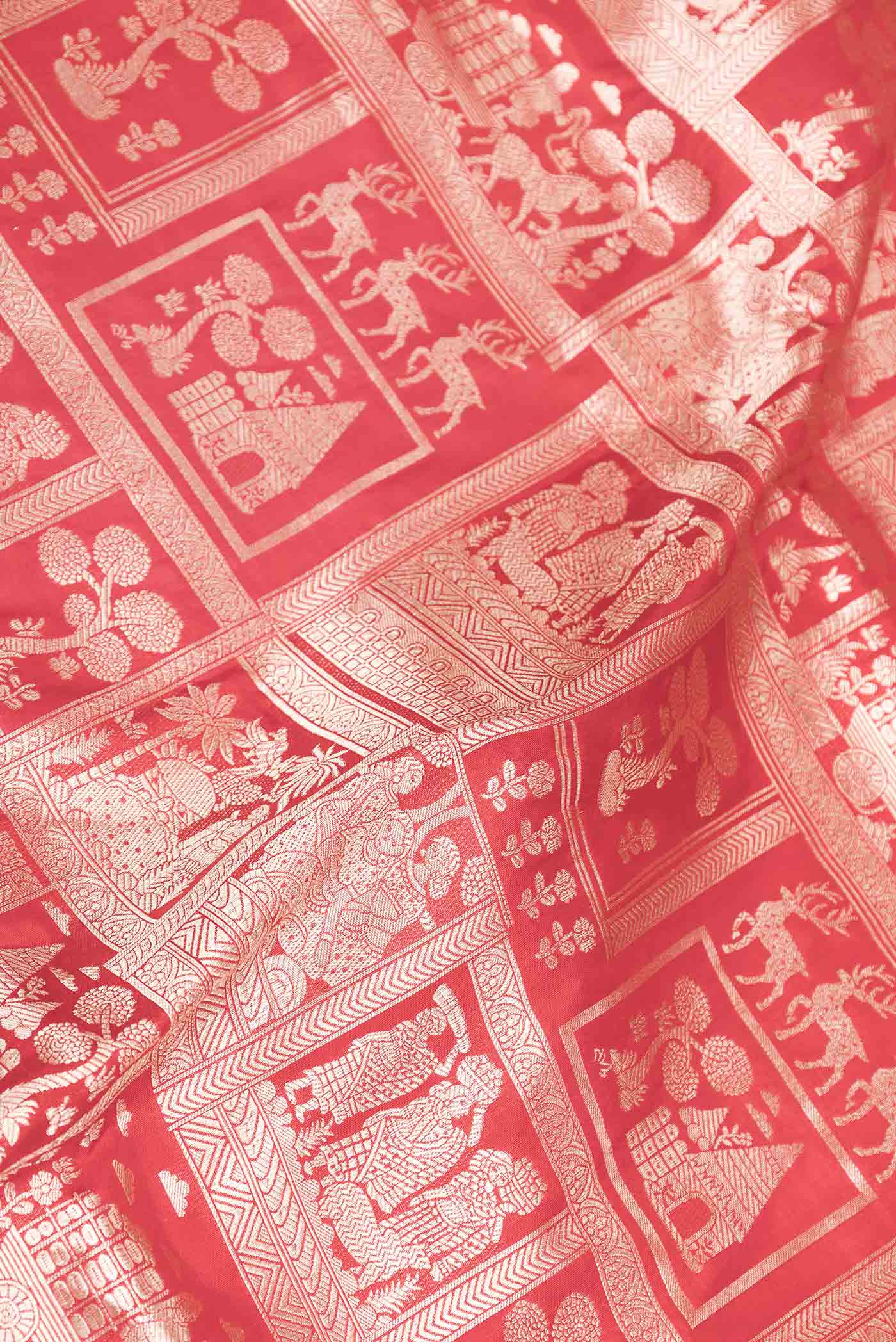 Red Dual Tone Banarasi Saree - Image 2