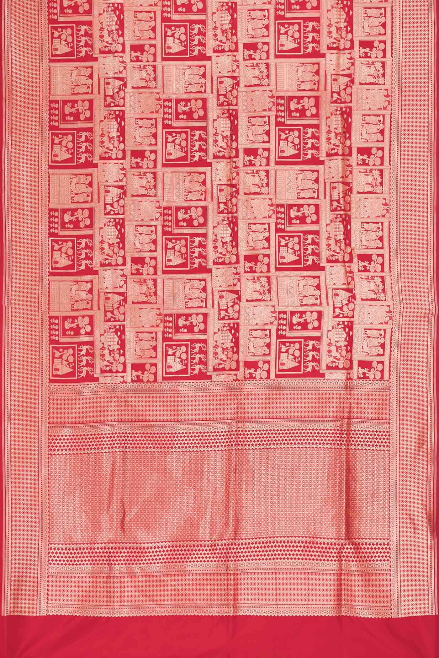 Red Dual Tone Banarasi Saree - Image 6