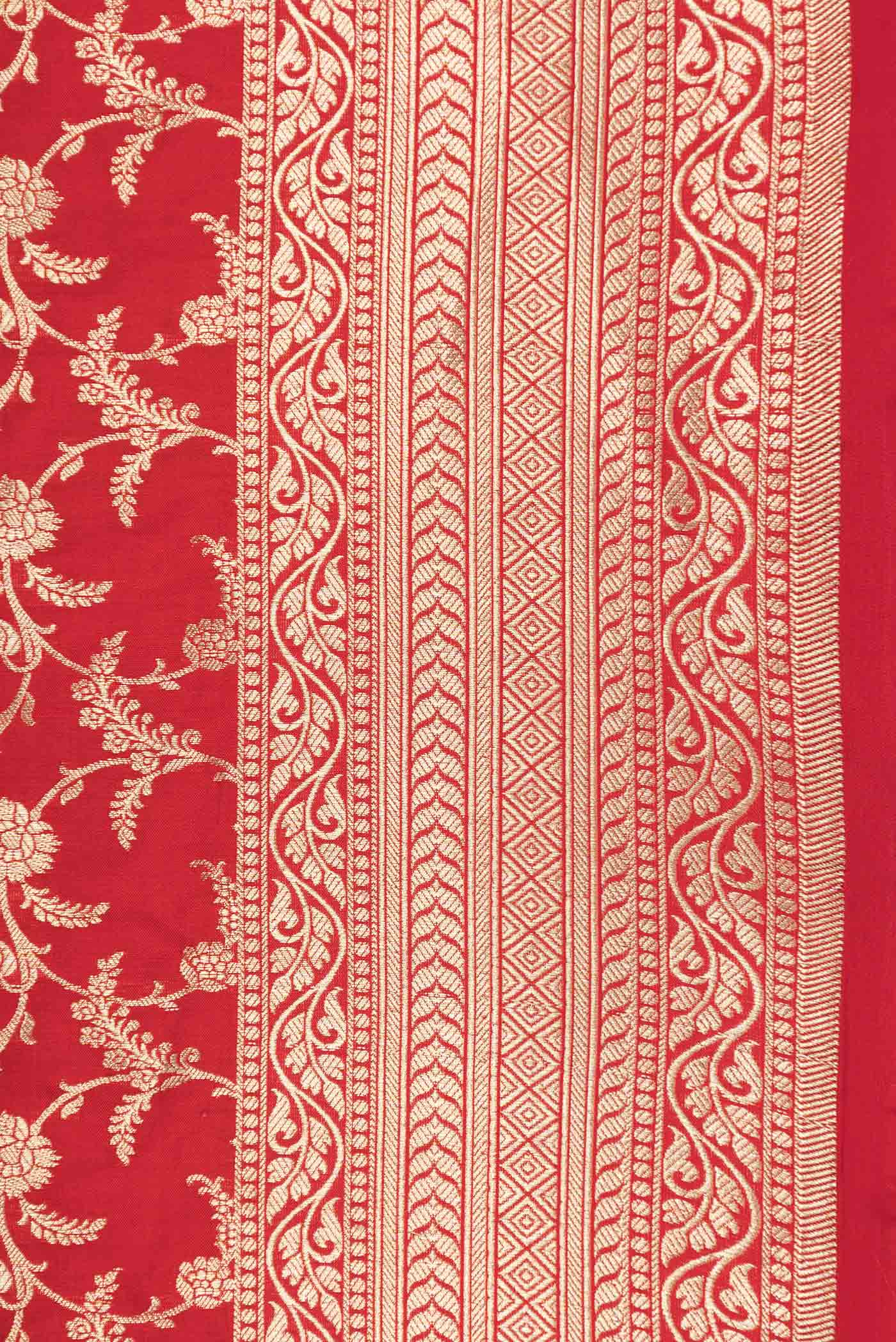 Red Dual Tone Banarasi Saree - Image 3
