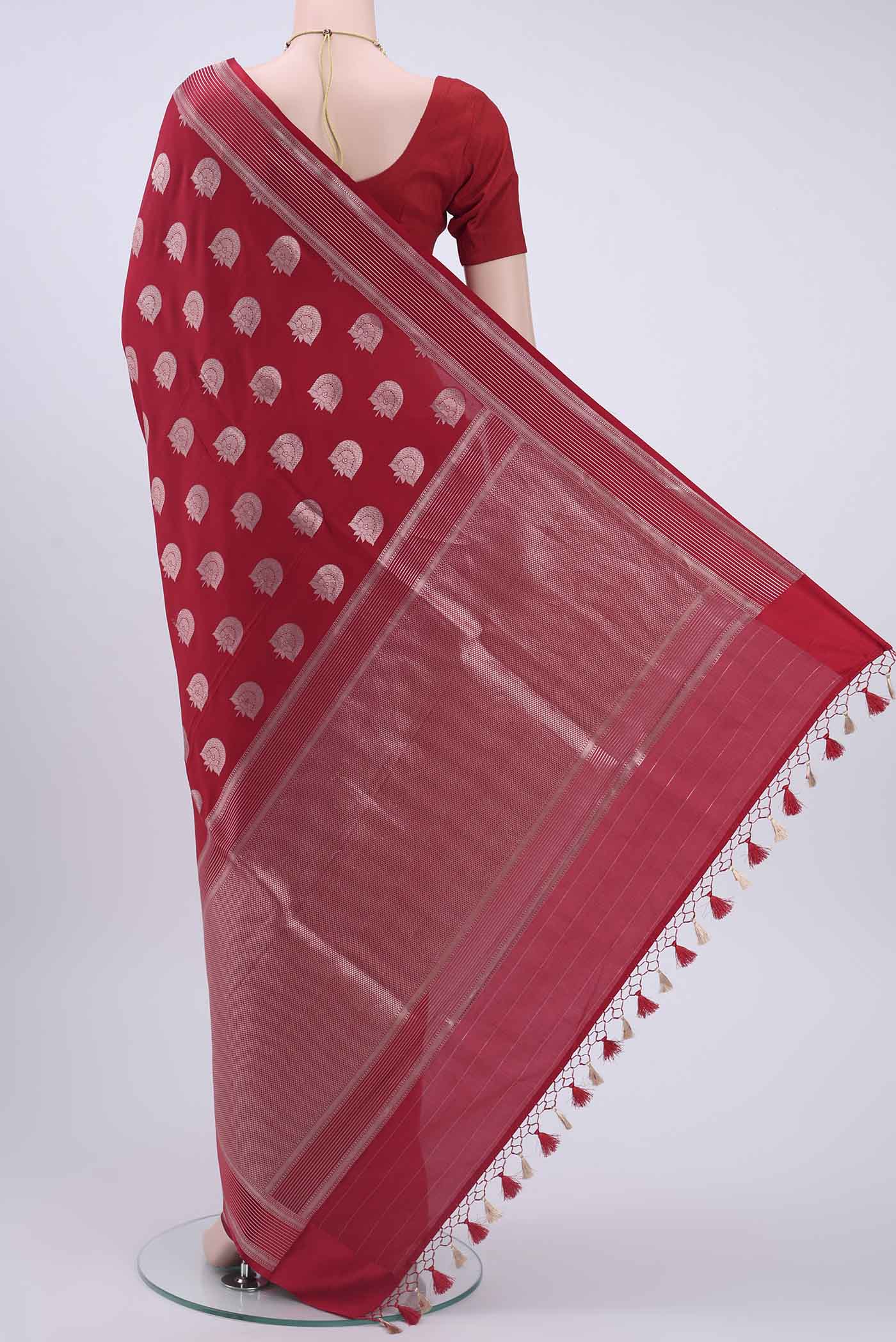 Red Dual Tone Banarasi Silk Saree - Image 3