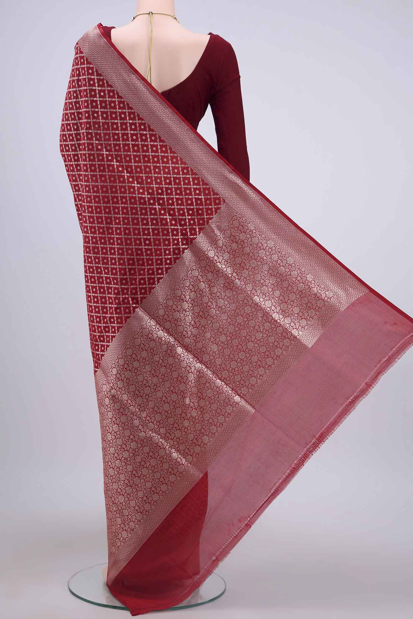 Red Dual Tone Banarasi Silk Saree - Image 3