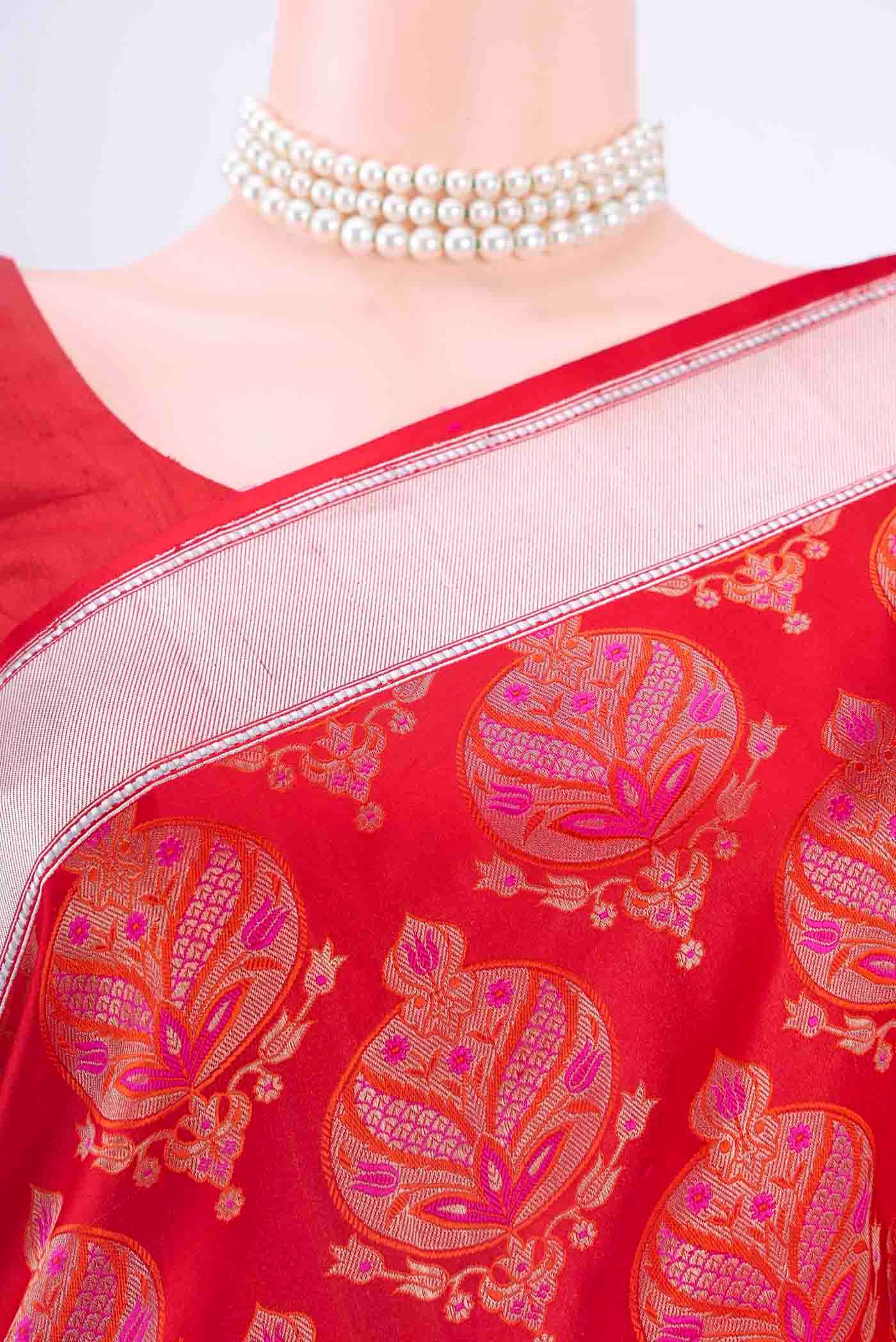 Red Dual Tone Banarasi Silk Saree - Image 2