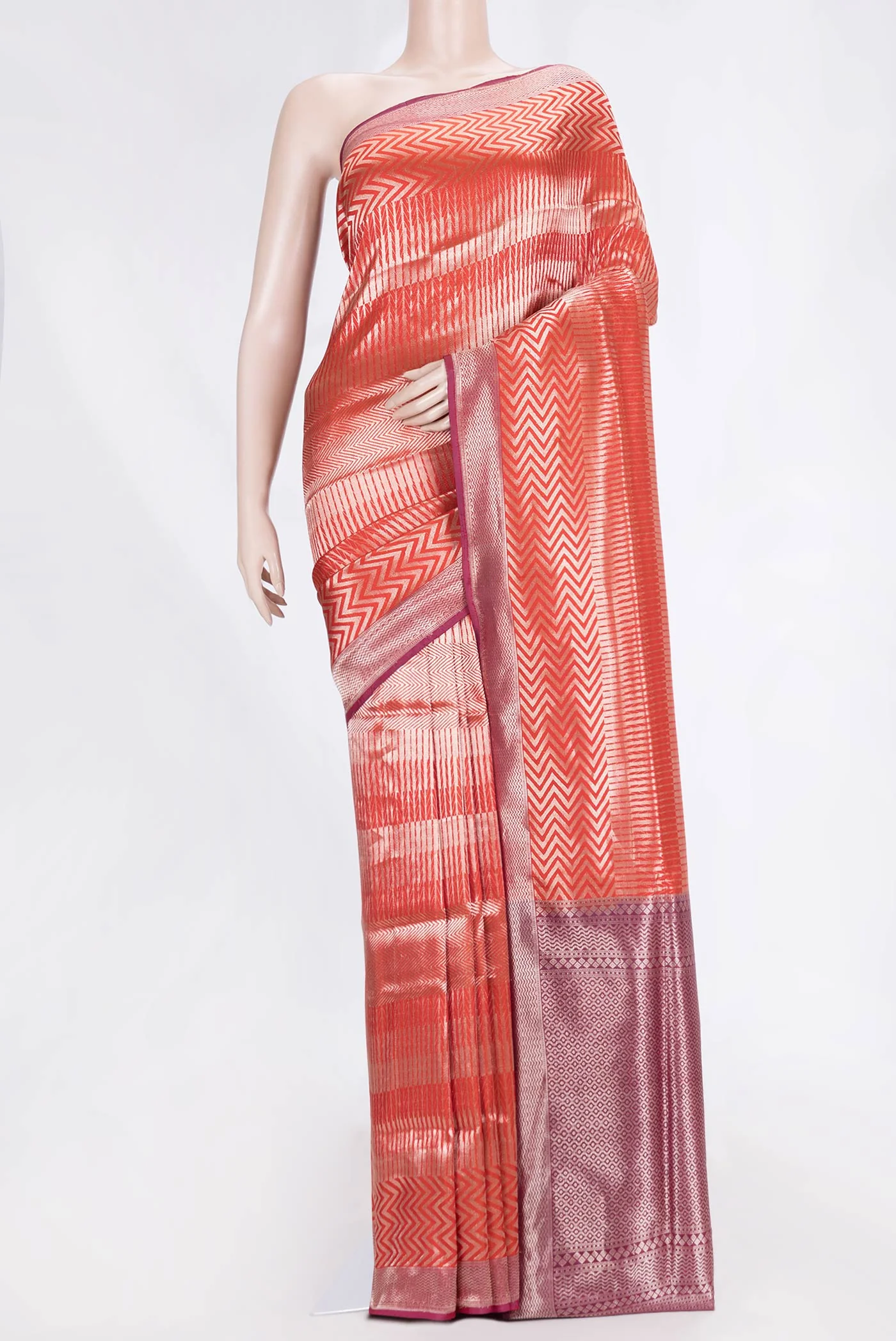 Red Dual Tone Banarasi Silk Saree