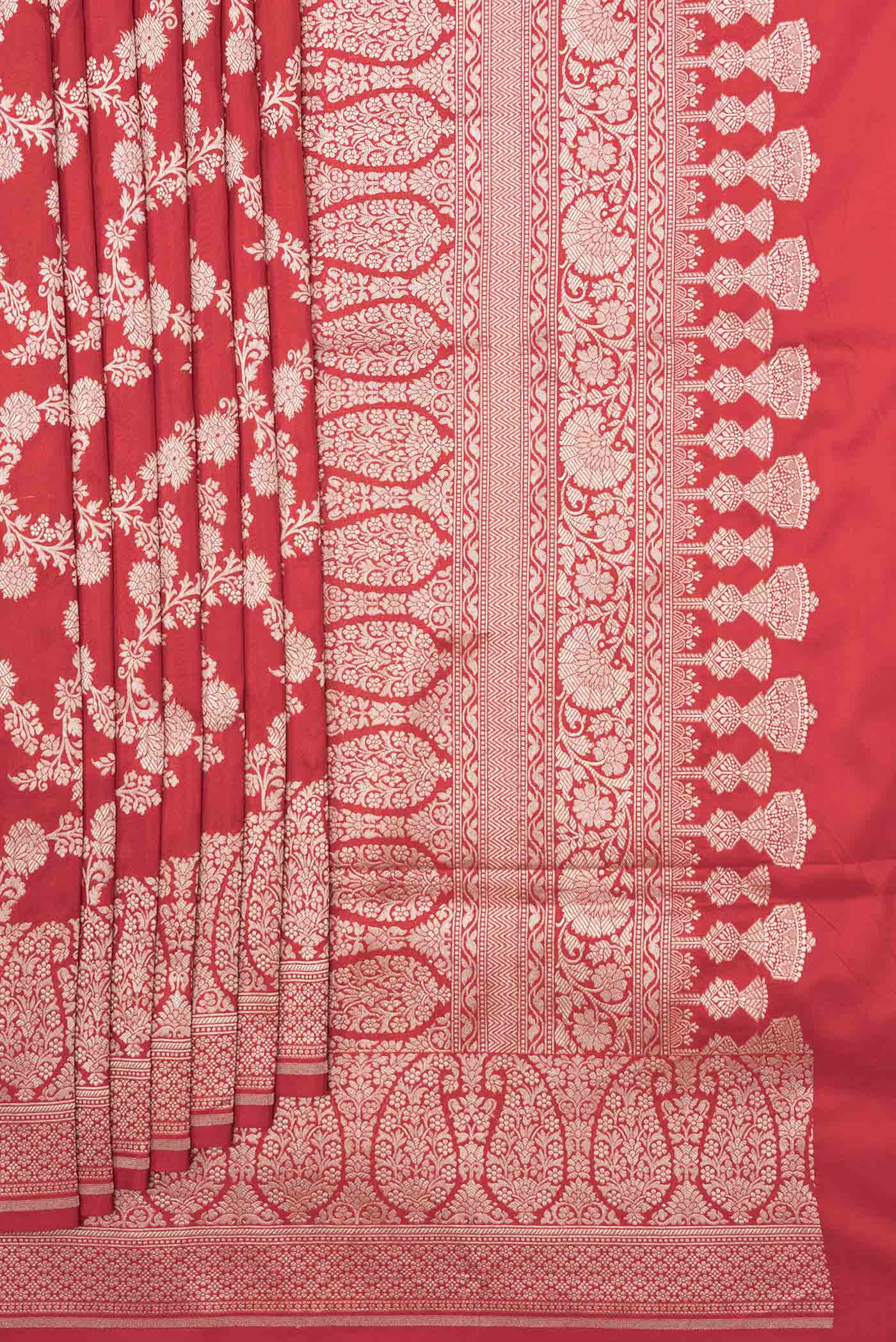 Red Dual Tone Banarasi Silk Saree - Image 4