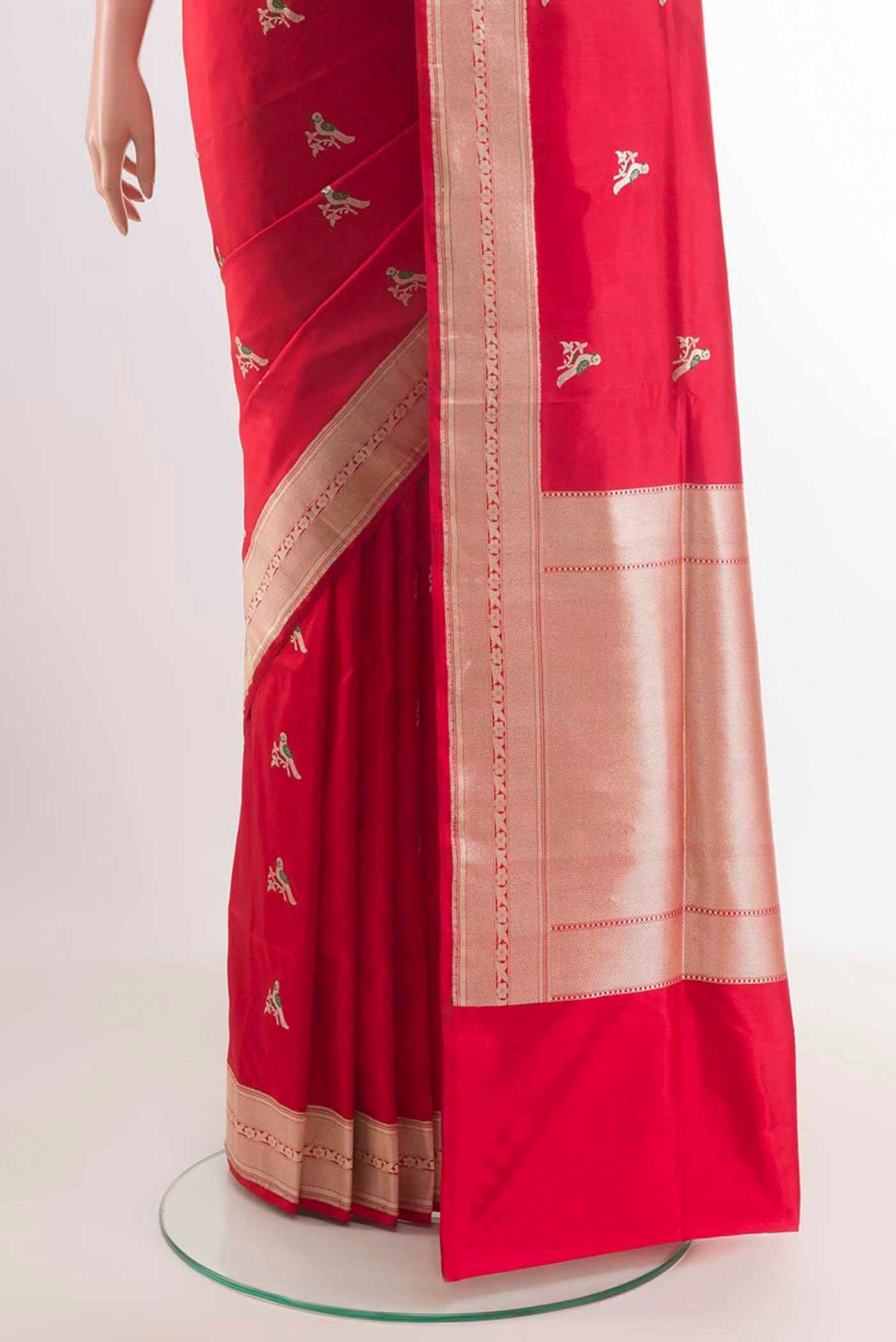 Red Dual Tone Banarasi Silk Saree - Image 3