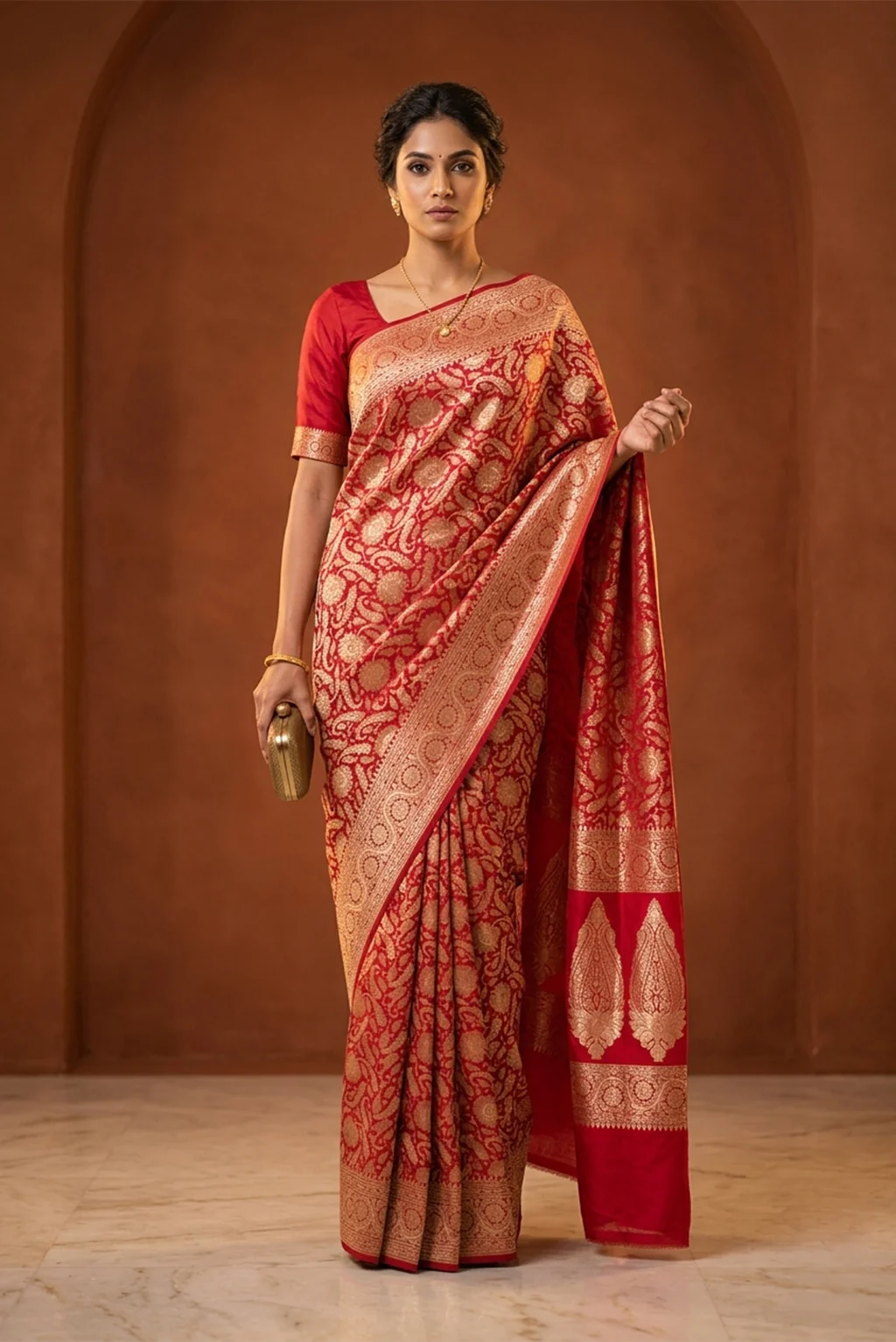 Red Dual Tone Banarasi Silk Saree