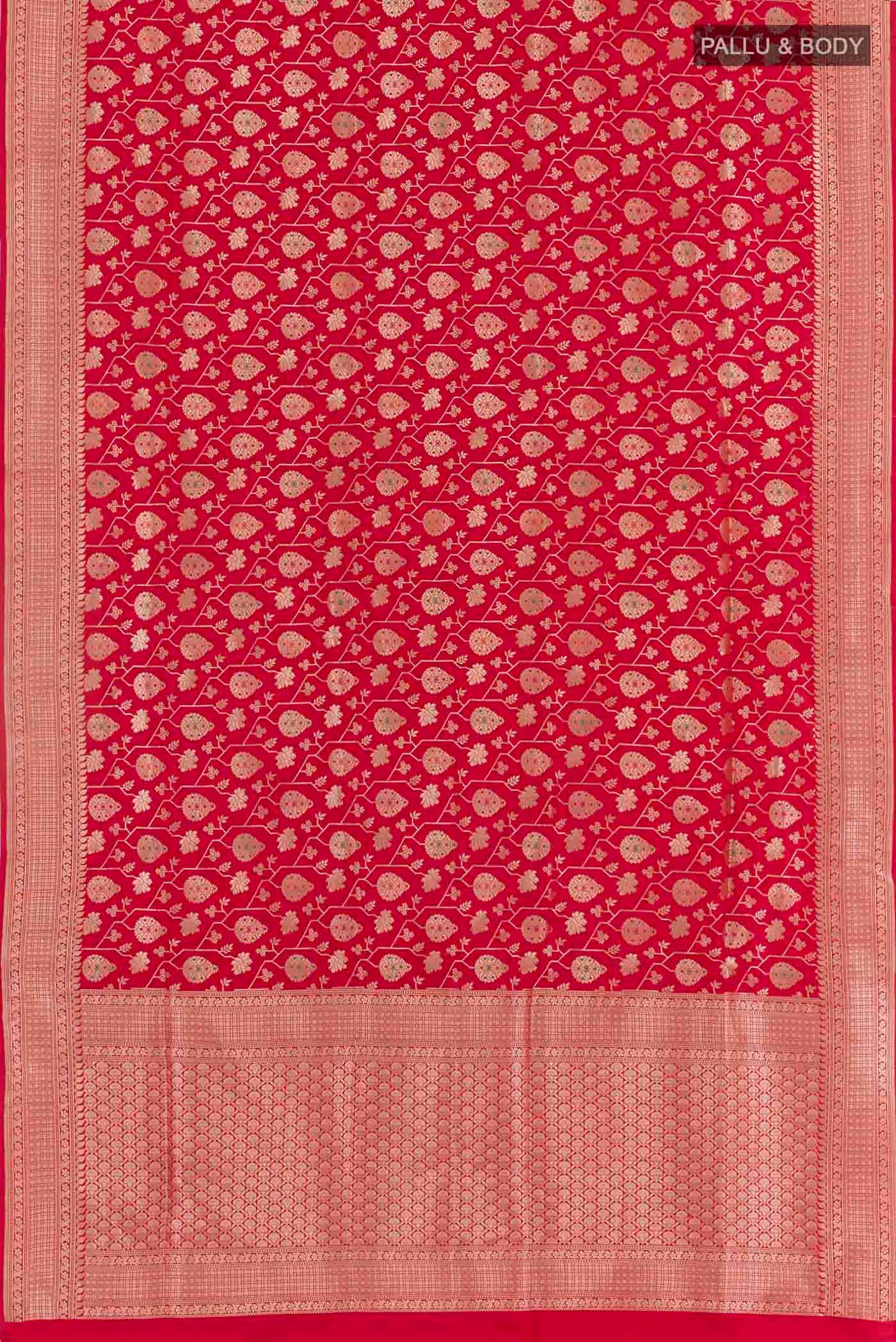 Red Dual Tone Banarasi Silk Saree - Image 3