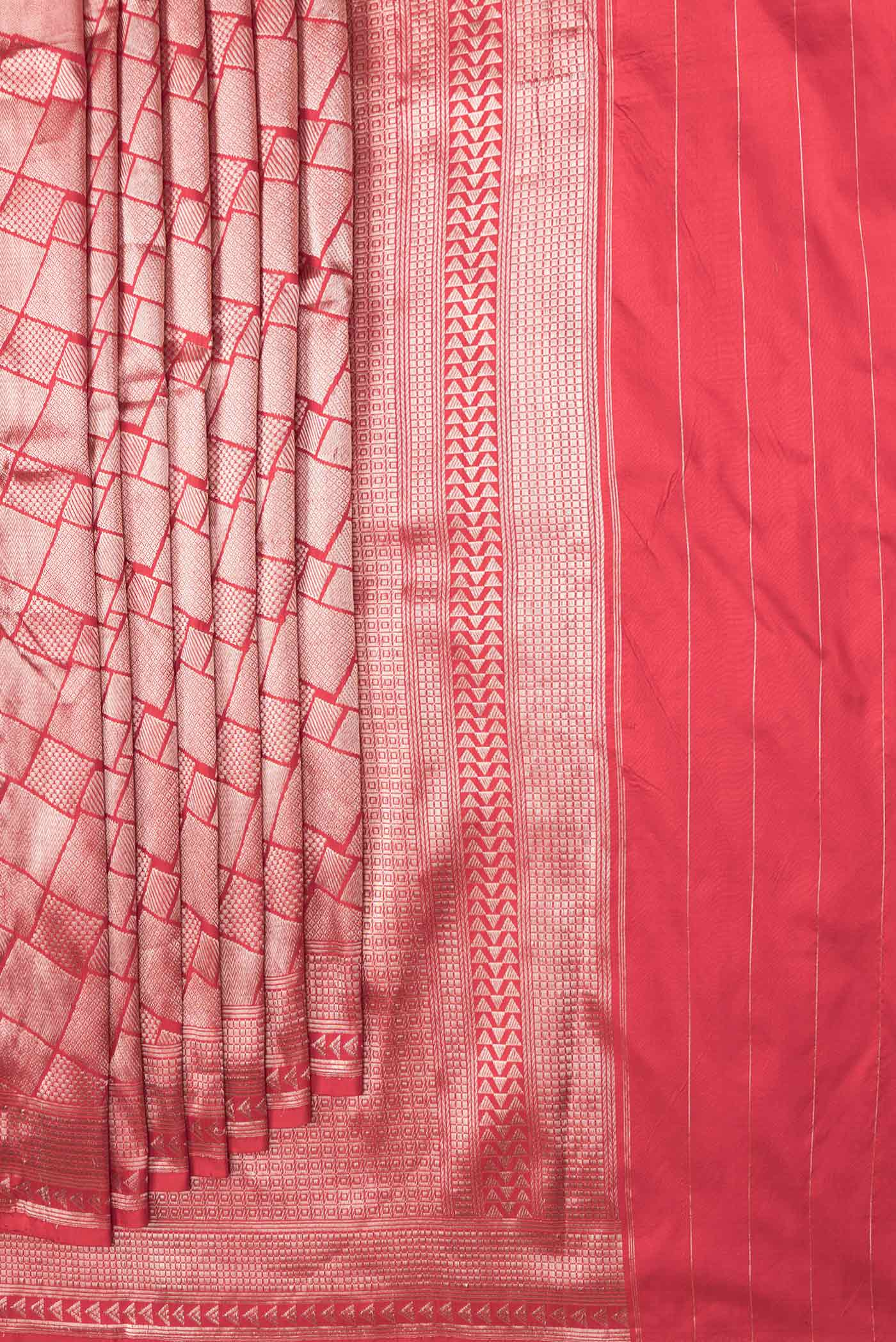 Red Banarasi Silk Saree - Image 4