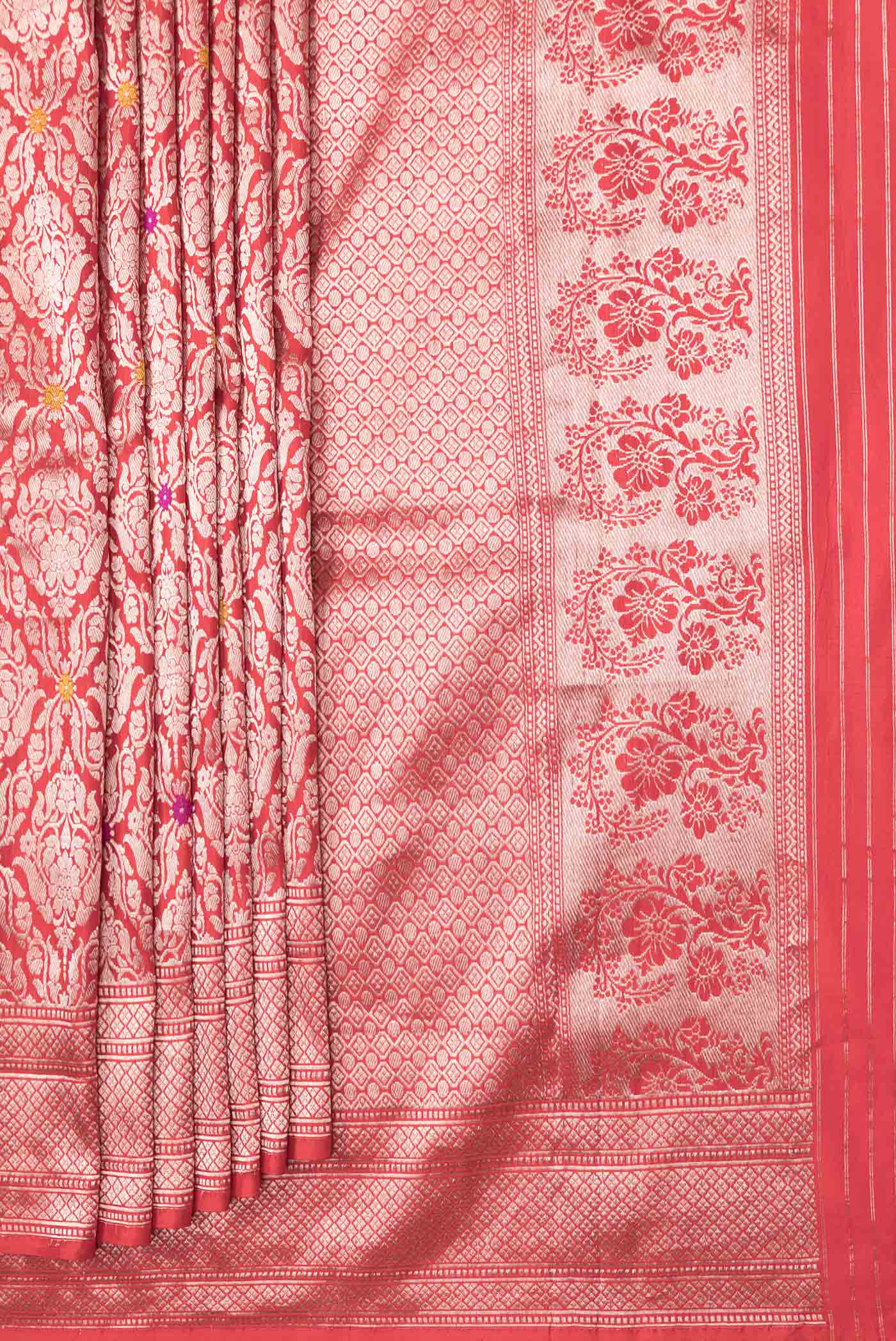 Red Banarasi Silk Saree - Image 4