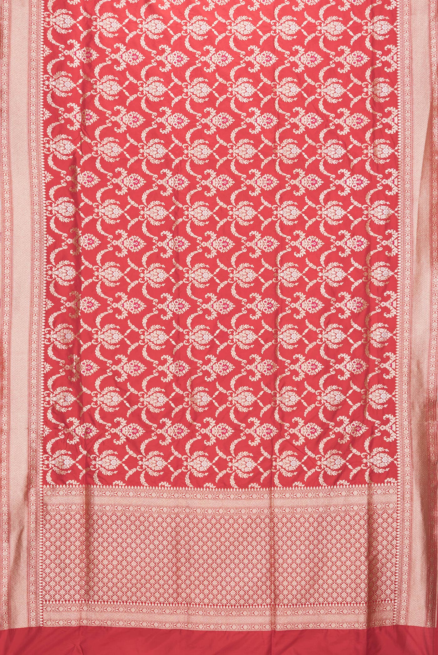 Red Banarasi Silk Saree - Image 6