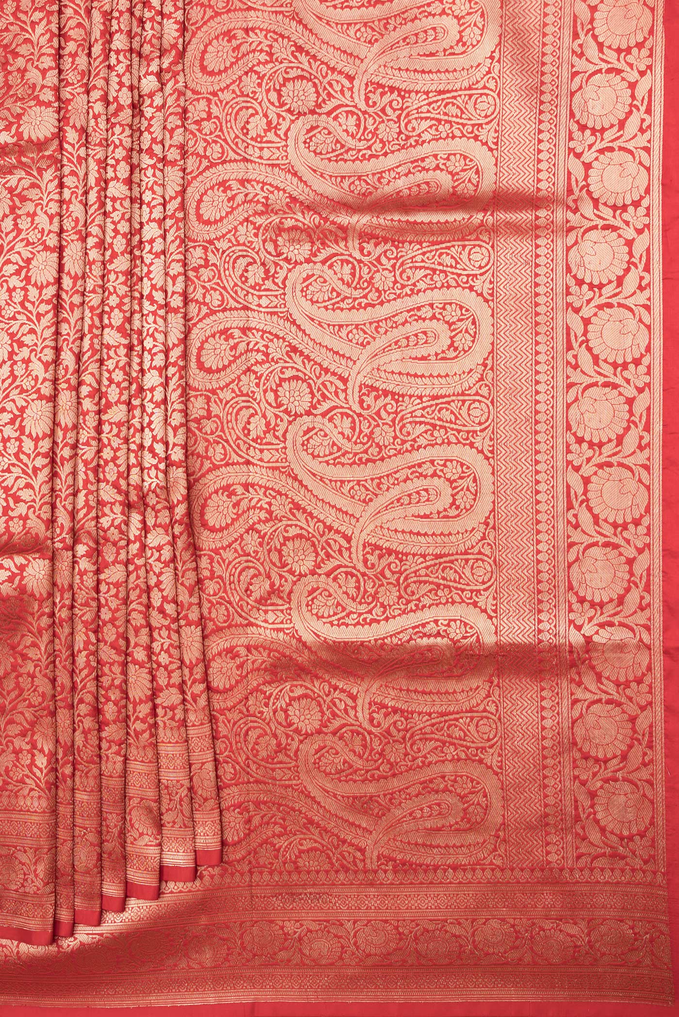 Red Banarasi Silk Saree - Image 4
