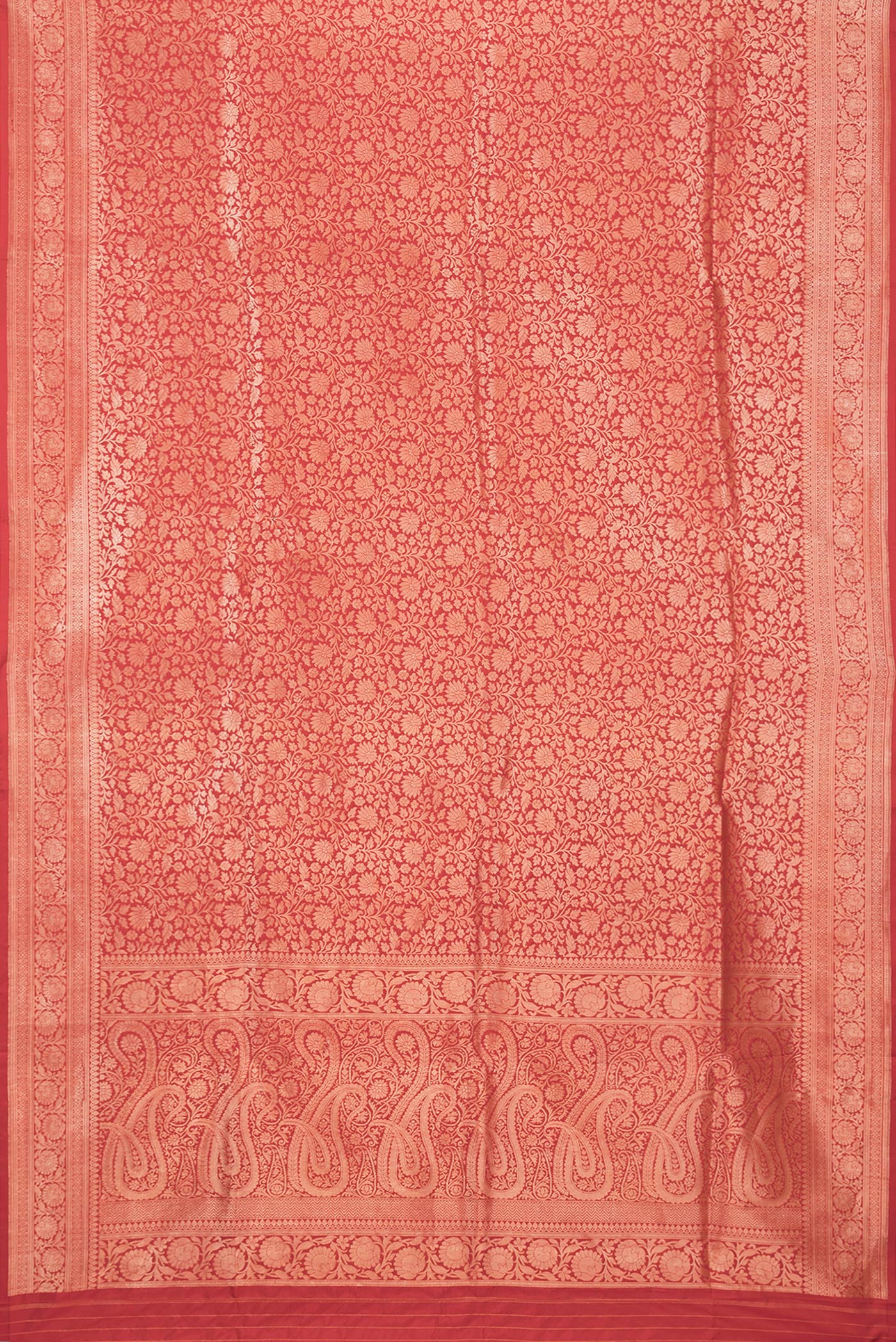 Red Banarasi Silk Saree - Image 6