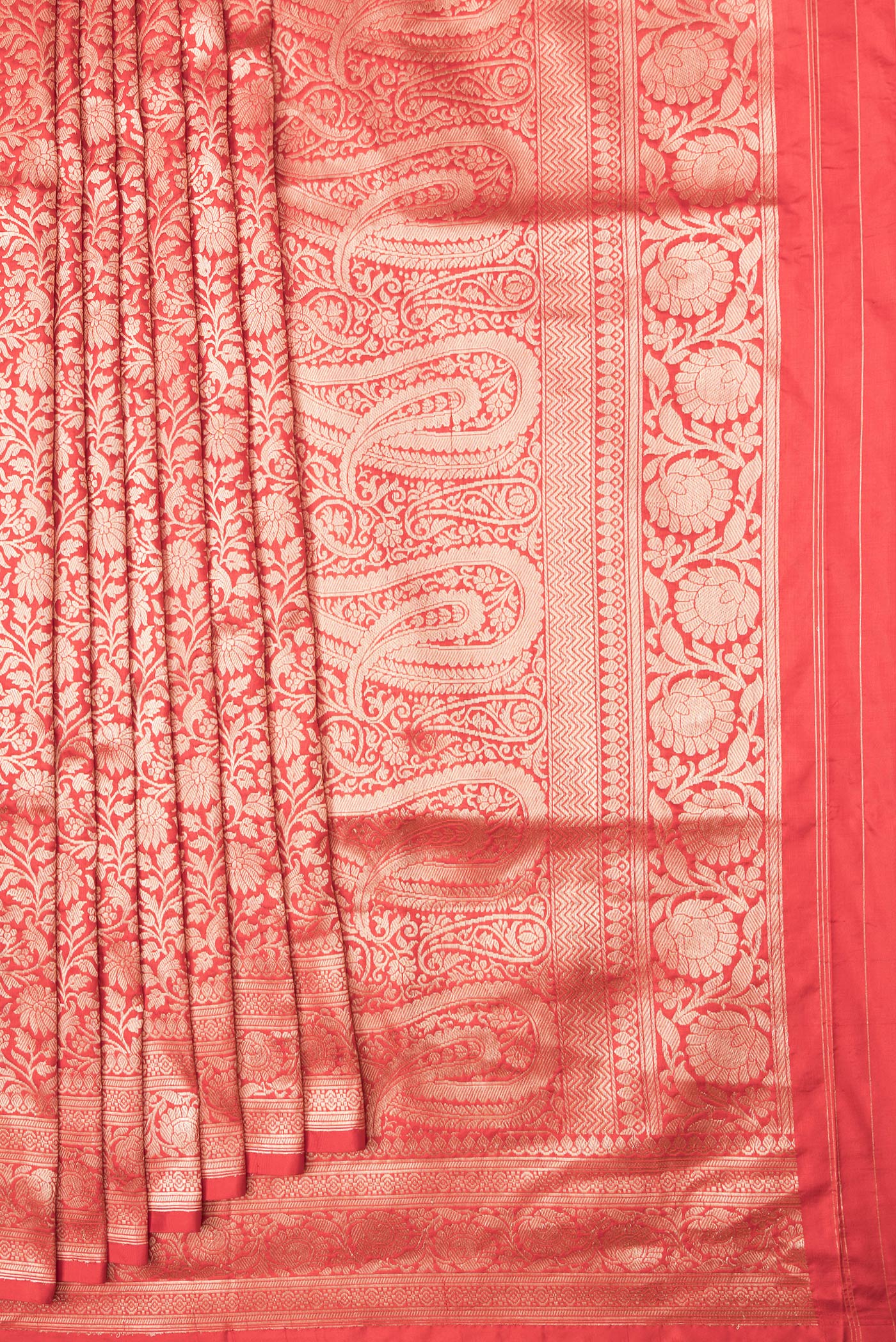 Red Banarasi Silk Saree - Image 4