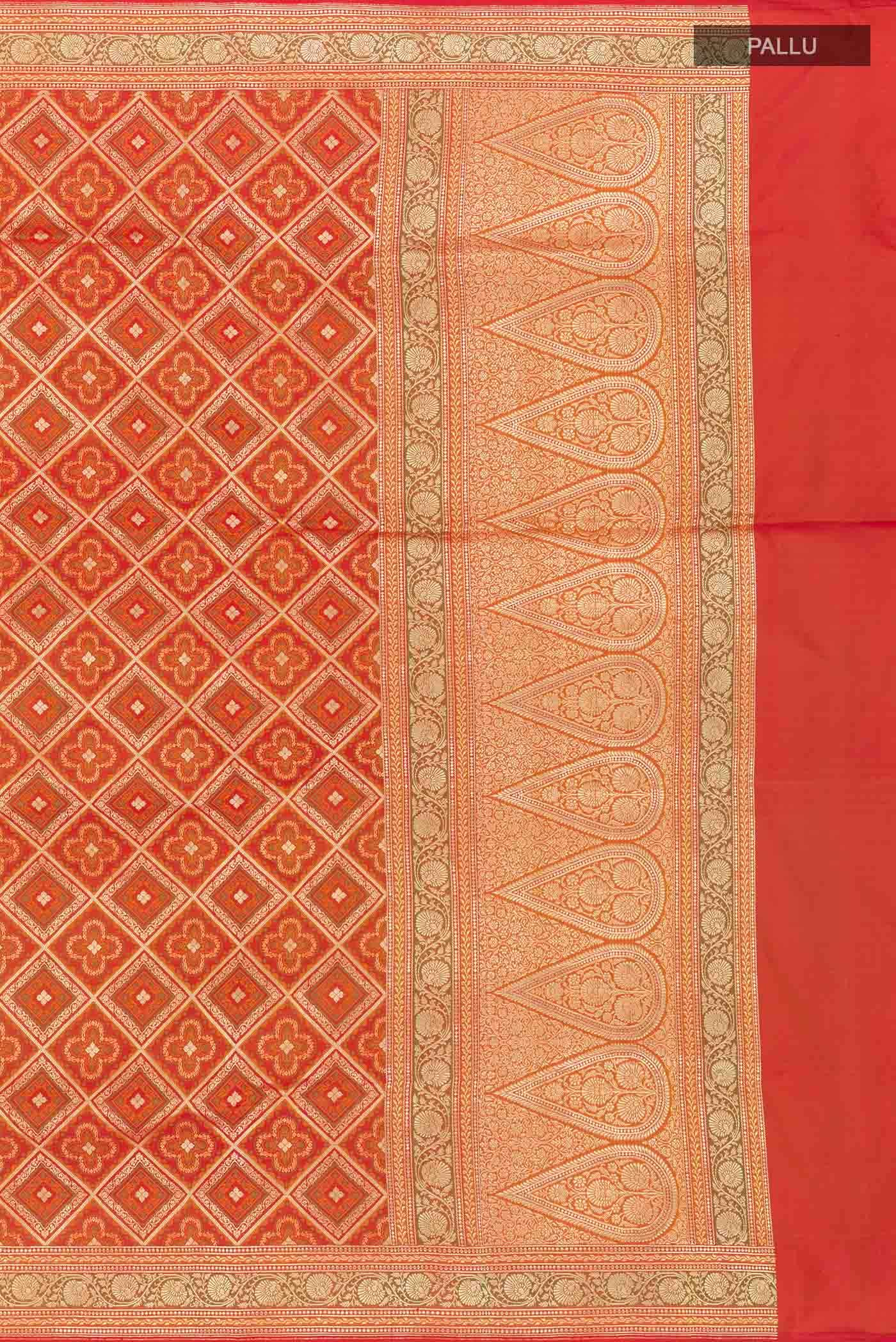 Orange Banarasi Silk Saree - Image 5