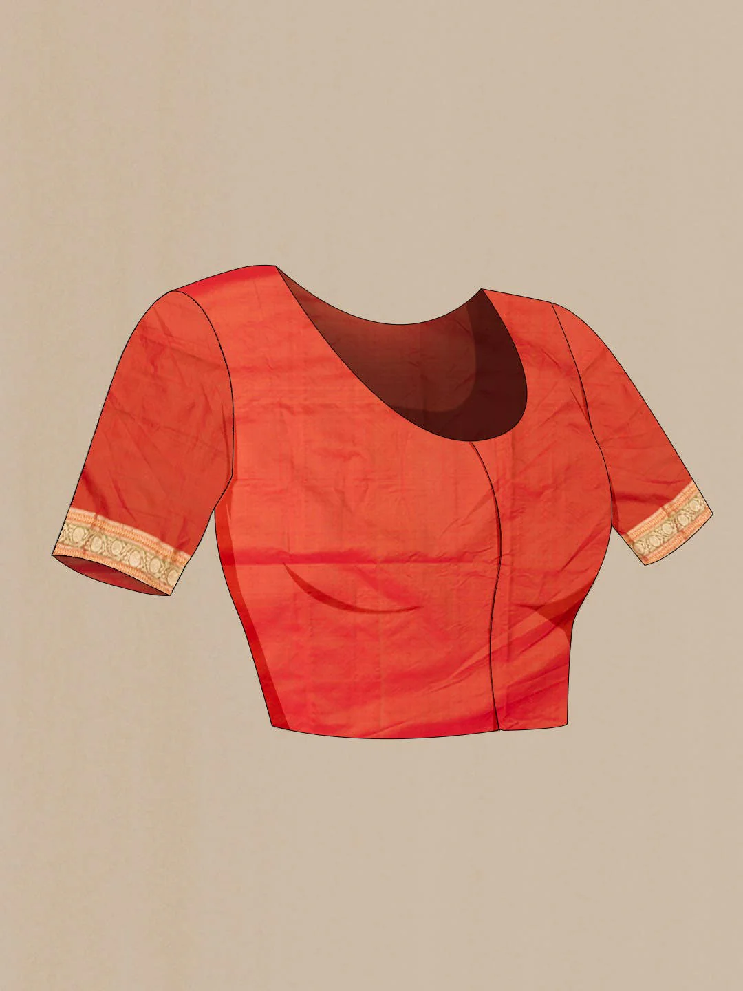 Orange Banarasi Silk Saree - Image 7