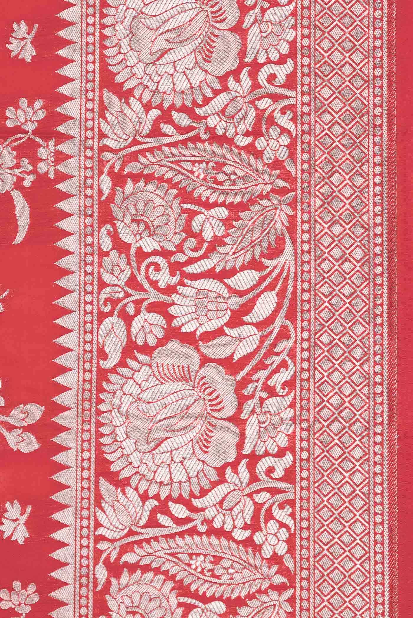 Red Blended Banarasi Silk Saree - Image 3
