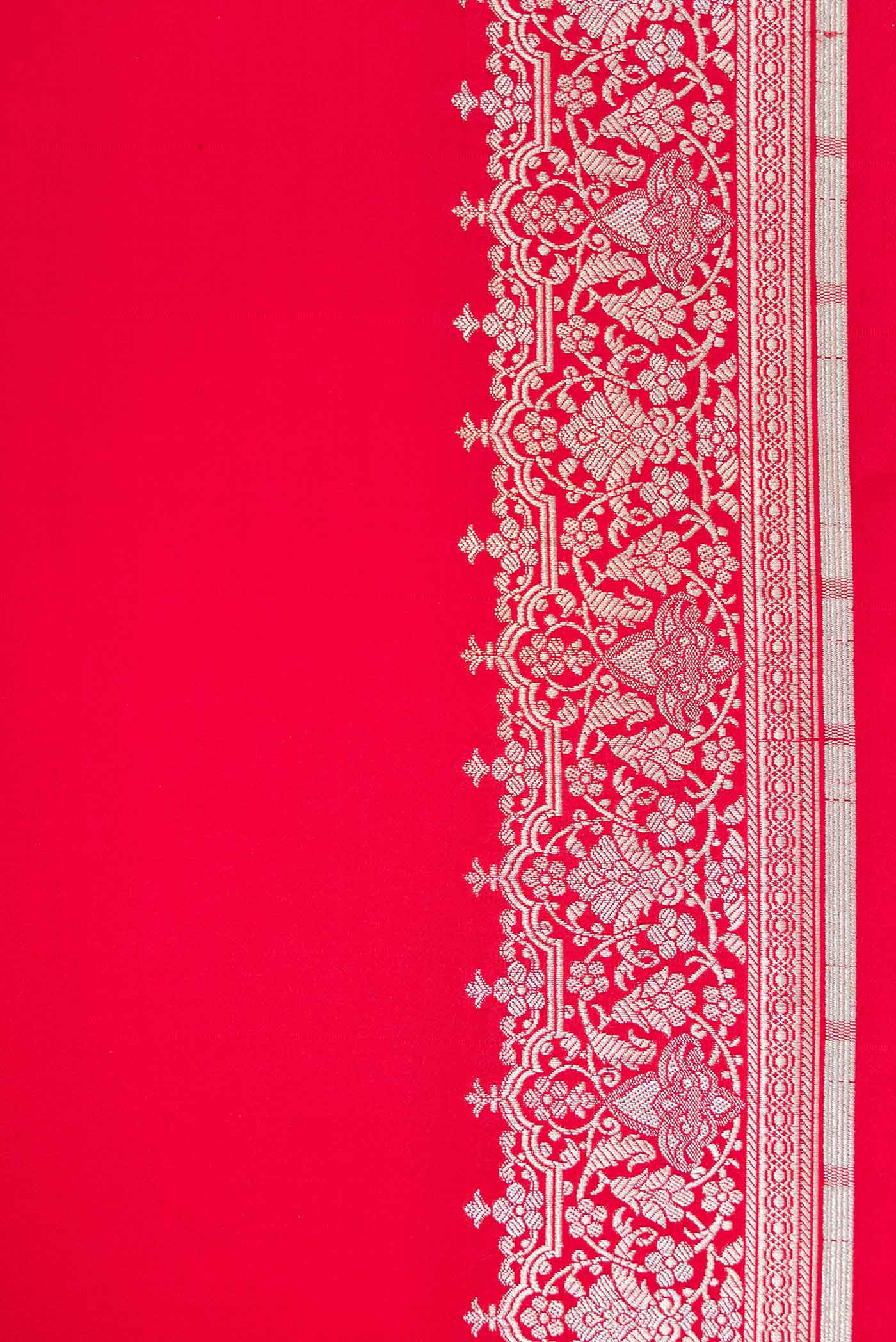 Red Blended Banarasi Silk Saree - Image 3