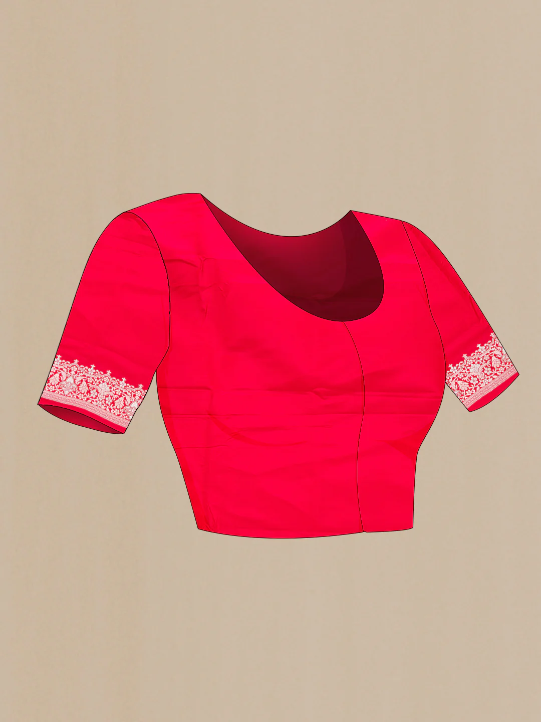 Red Blended Banarasi Silk Saree - Image 4