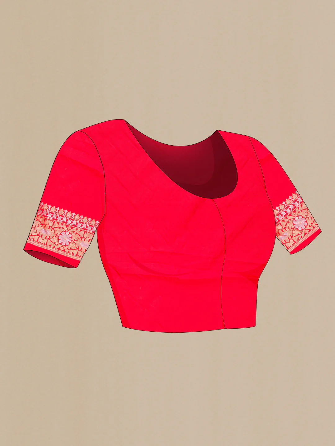 Red with Pink Color Blended Banarasi Silk Saree - Image 2