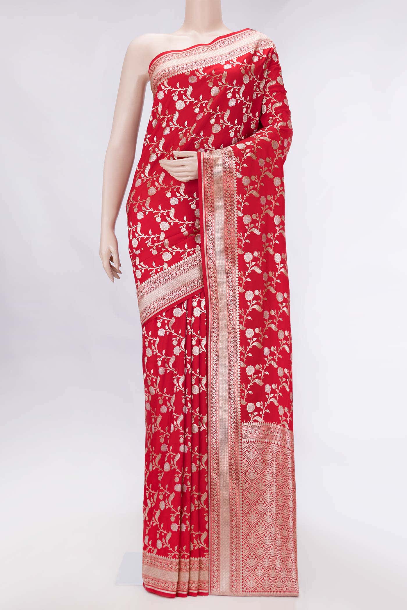 Red Dual Tone Blended Banarasi Silk Saree