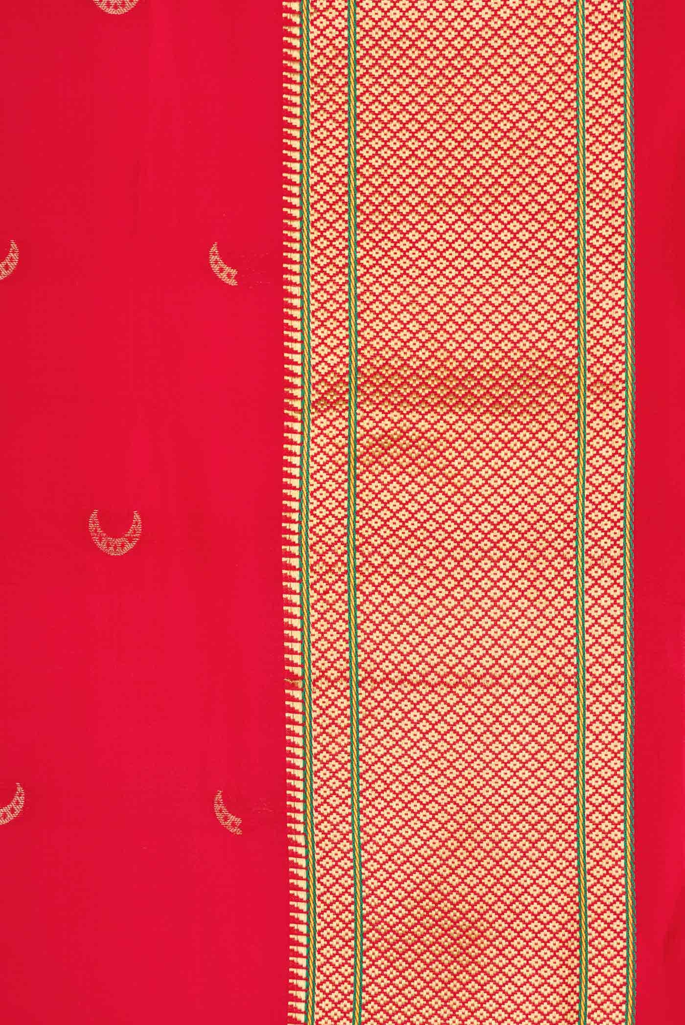 Red Dual Tone Blended Paithani Silk Saree - Image 3