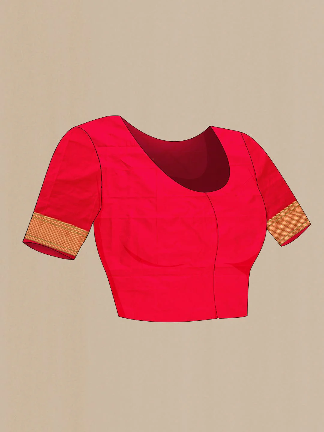 Red Dual Tone Blended Paithani Silk Saree - Image 4