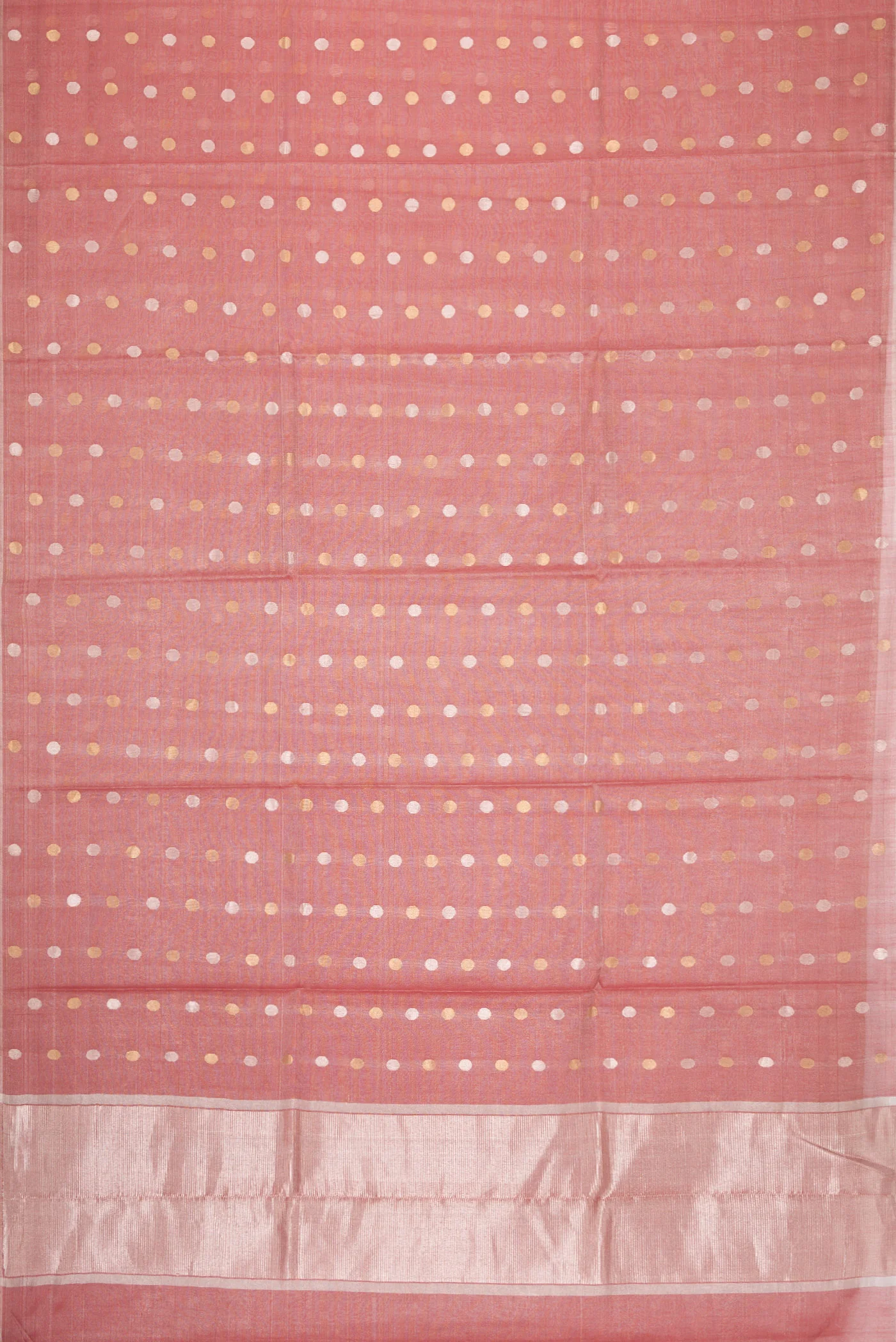 Coral Dual Tone Chanderi Tissue Silk Saree - Image 6