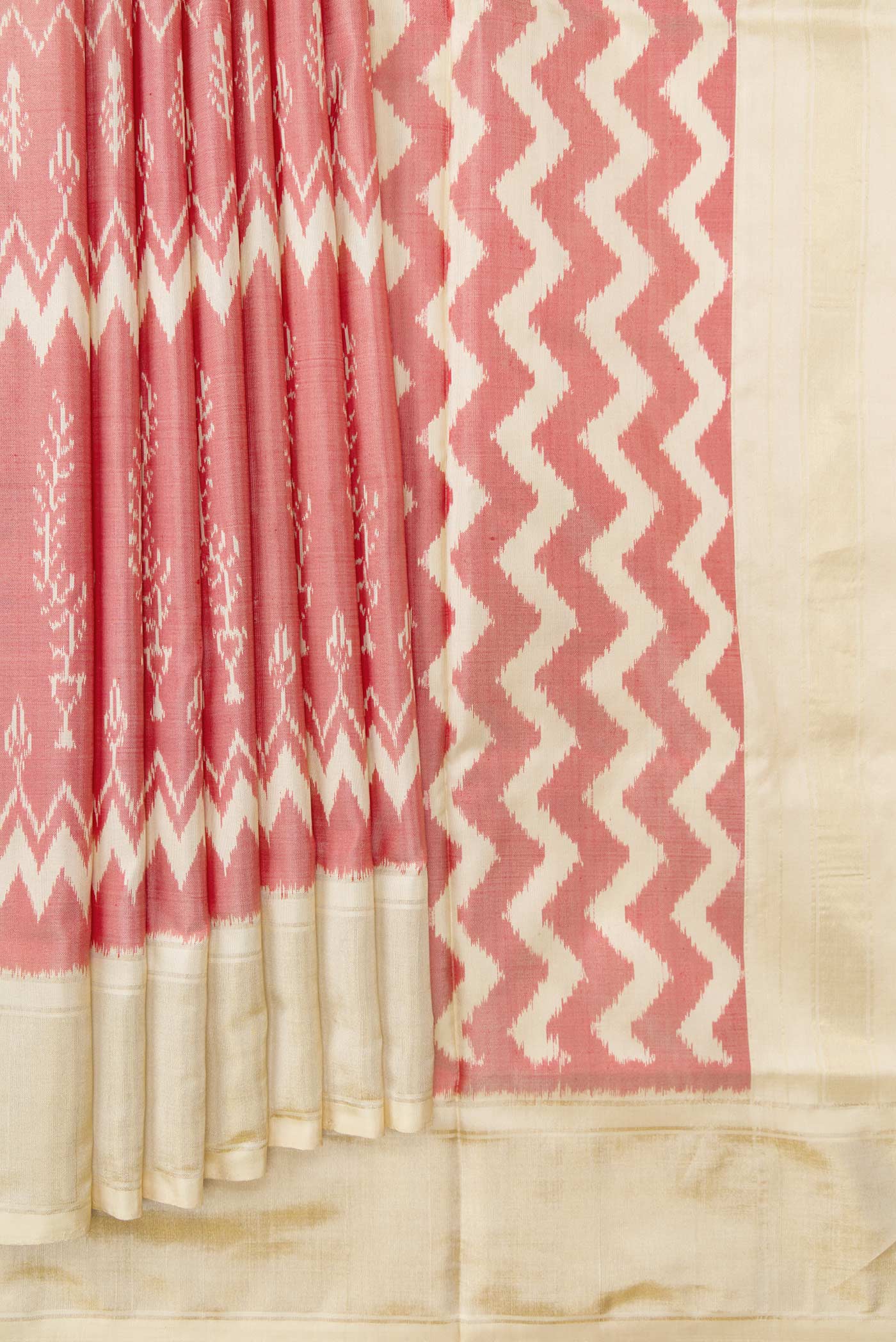 Coral Pochampally Silk Saree - Image 4