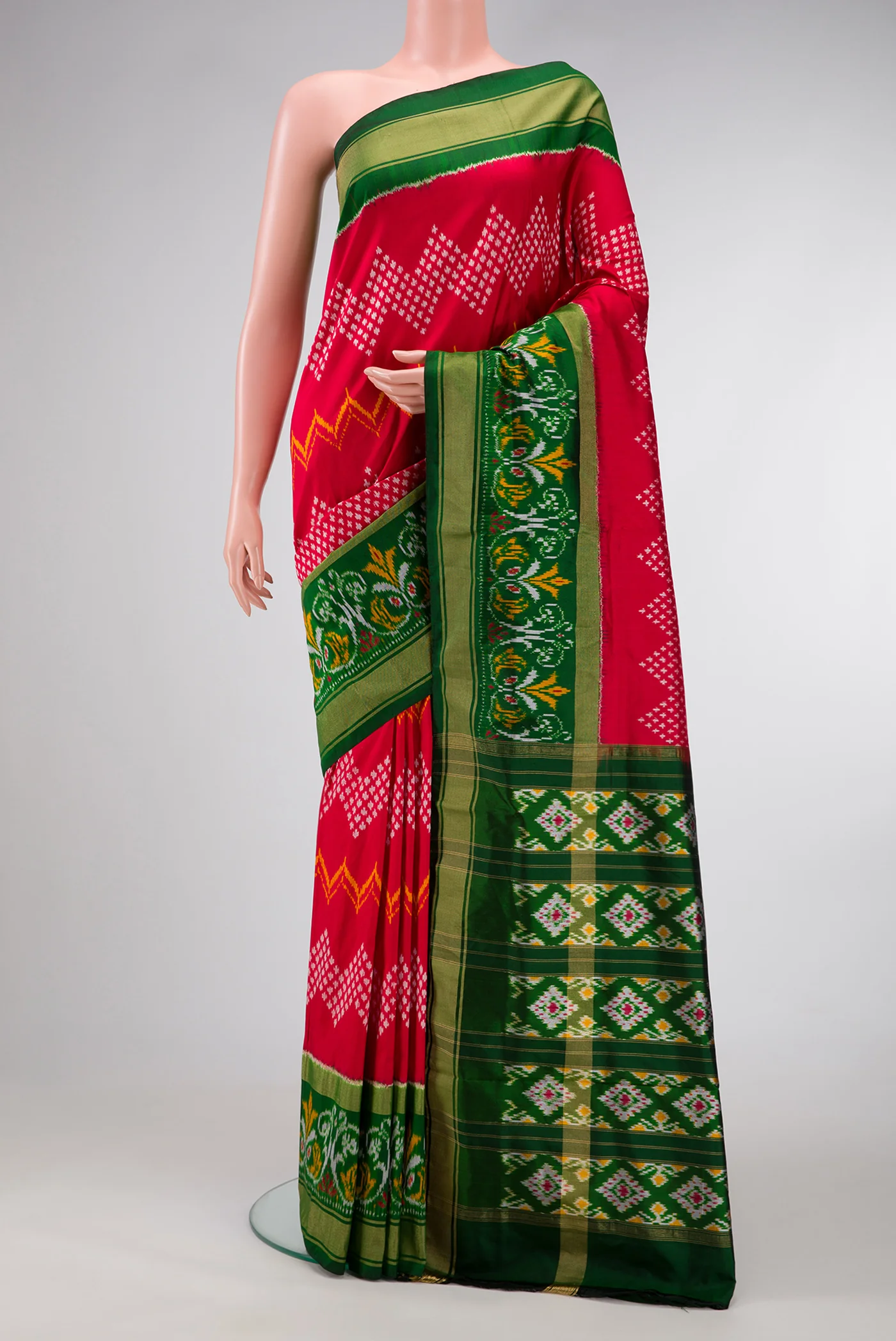Red Double Ikat Saree
