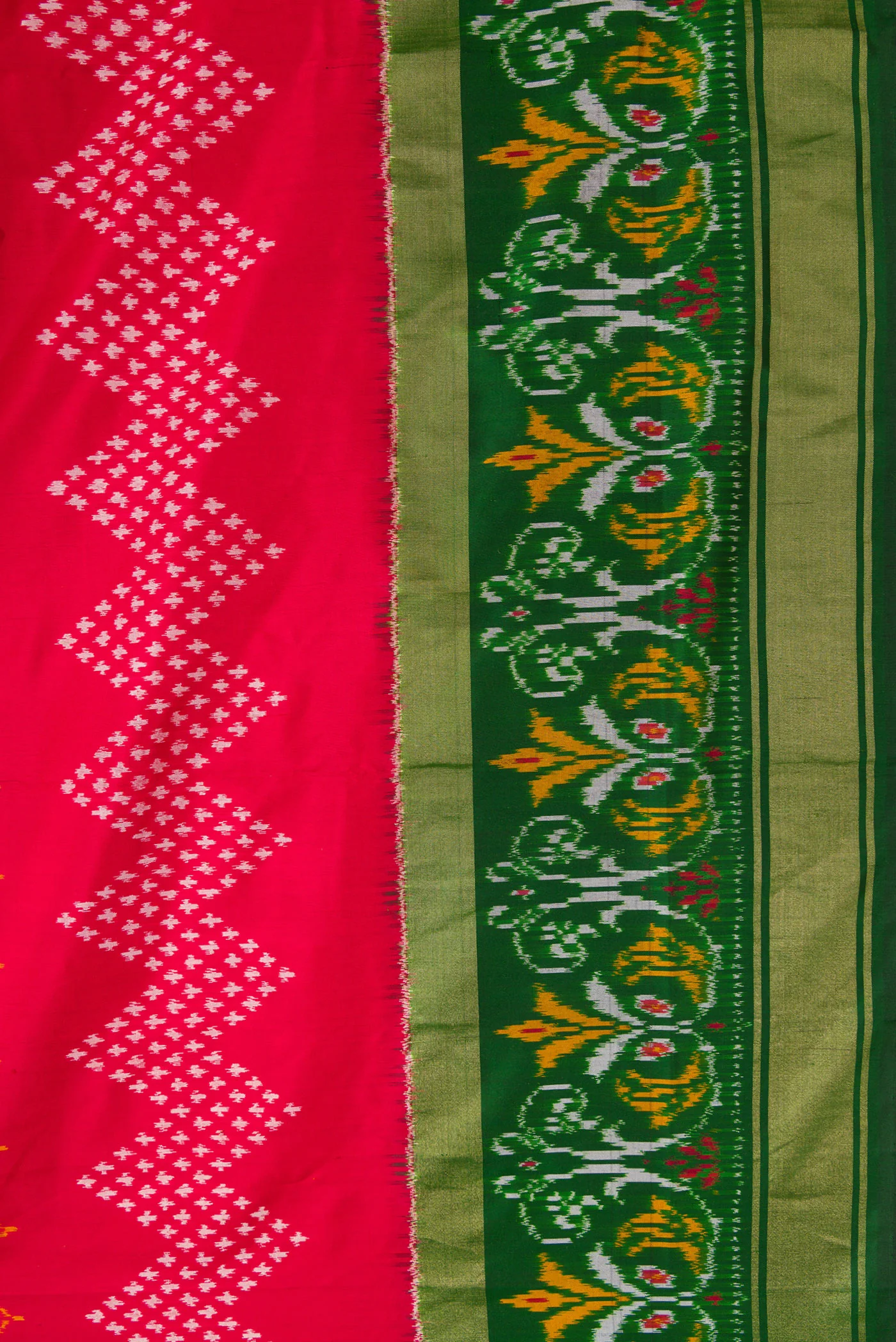 Red Double Ikat Saree - Image 3