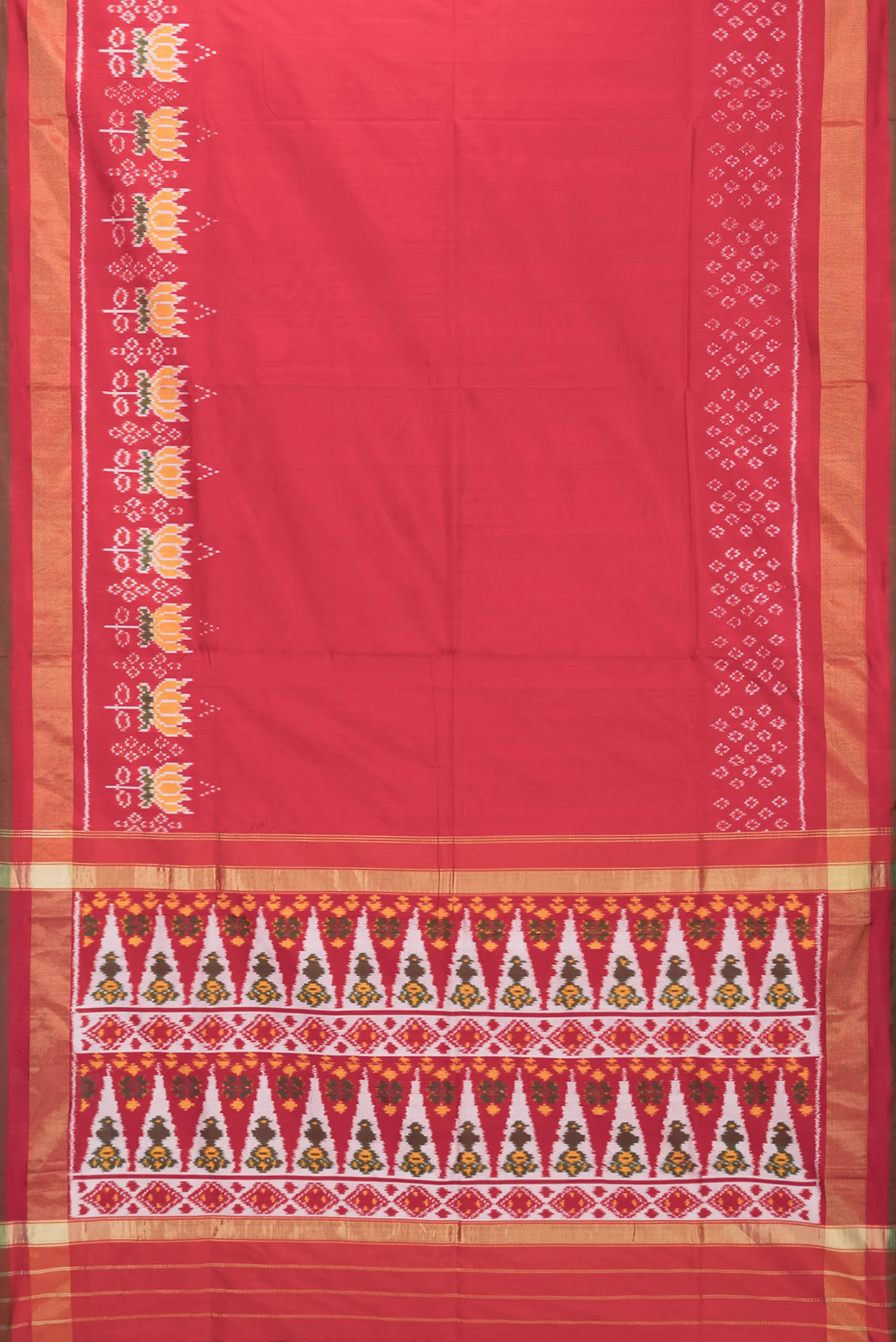 Red Pochampally Silk Saree - Image 6