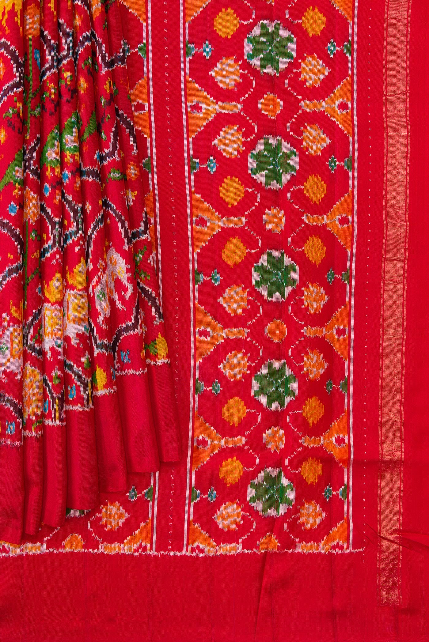 Red Double Ikat Saree - Image 4