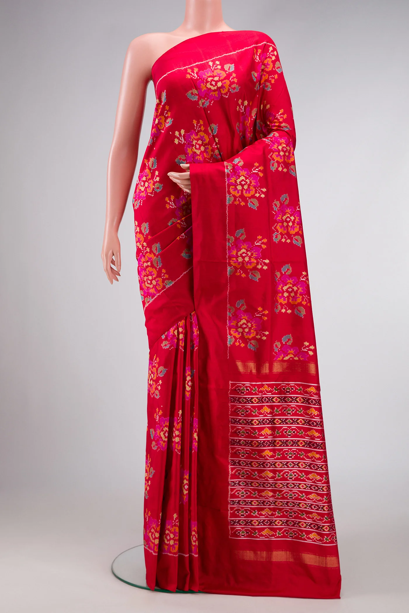 Red Double Ikat Saree