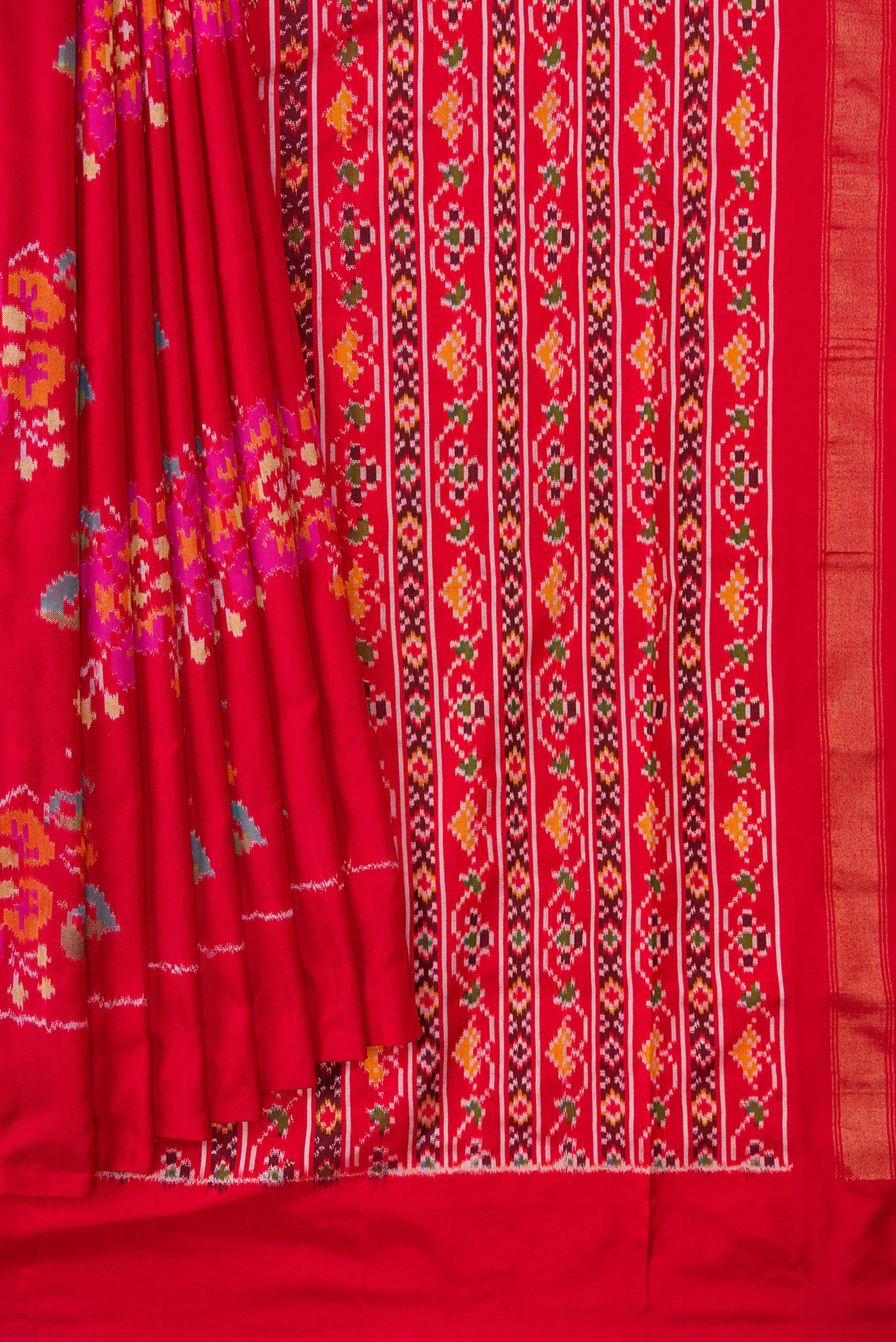 Red Double Ikat Saree - Image 4