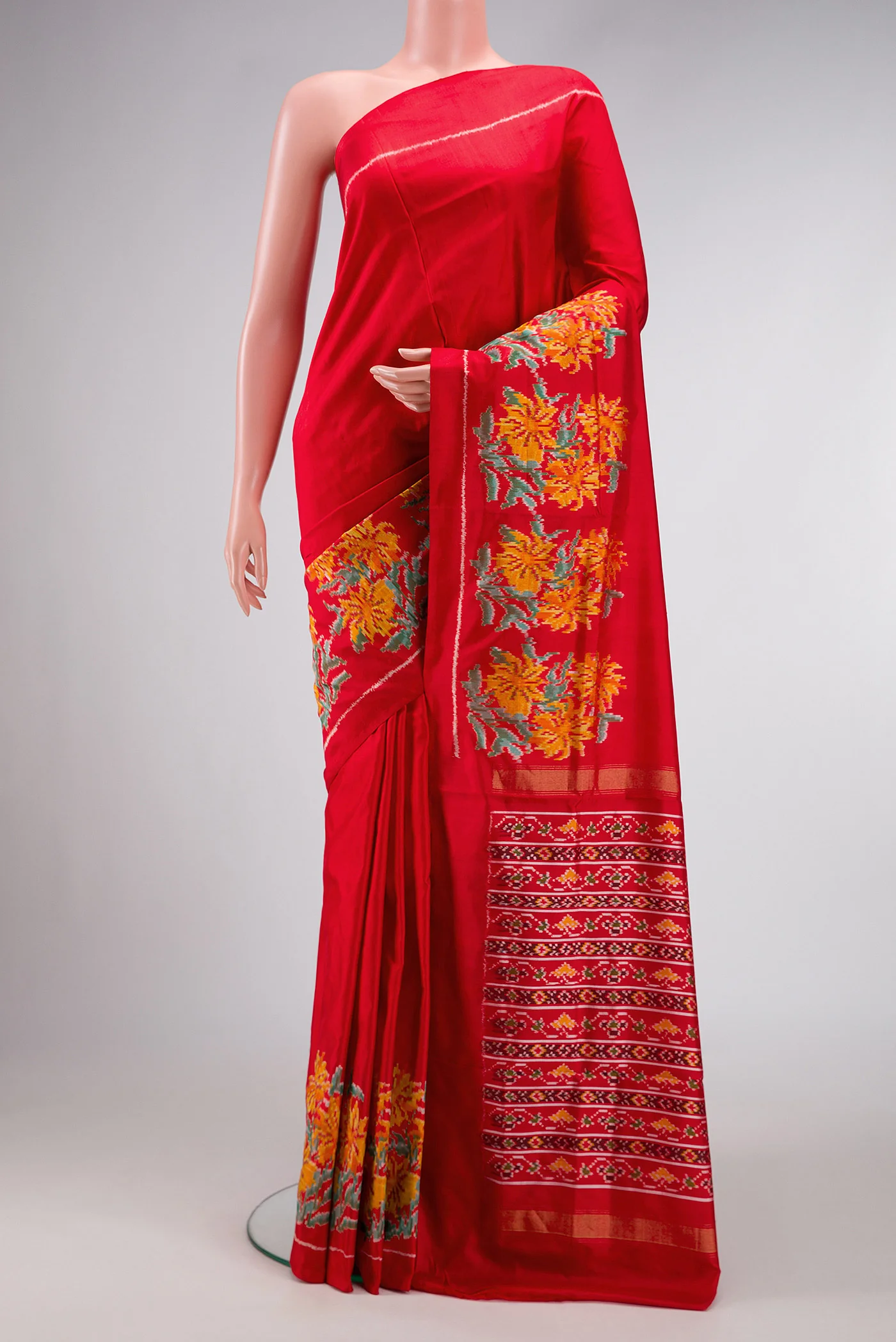 Red Double Ikat Saree