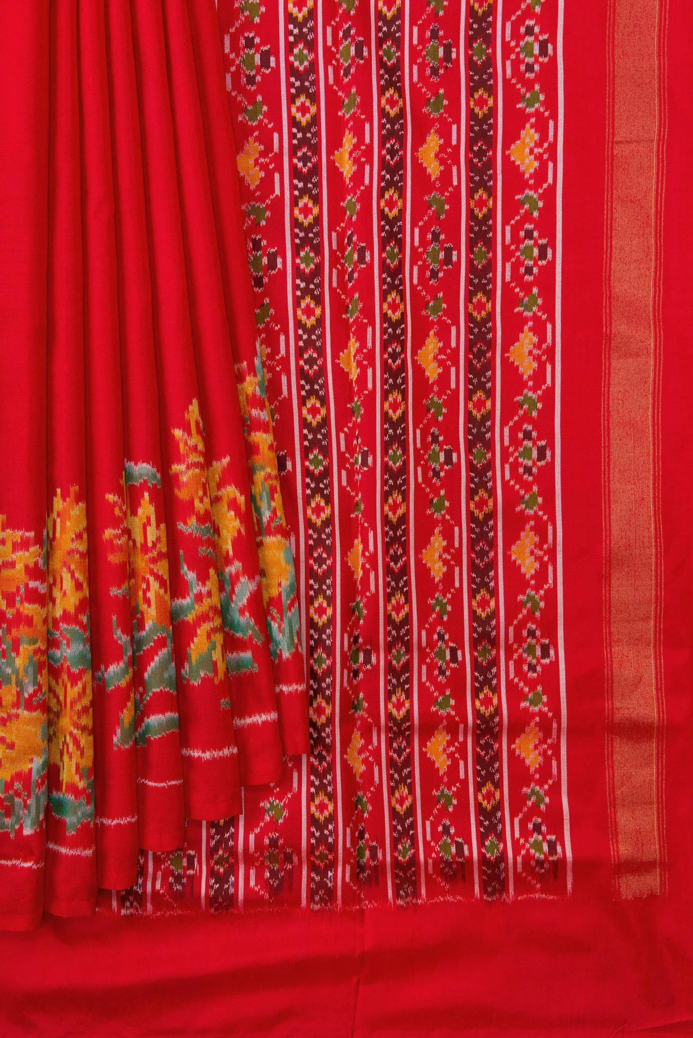 Red Double Ikat Saree - Image 4