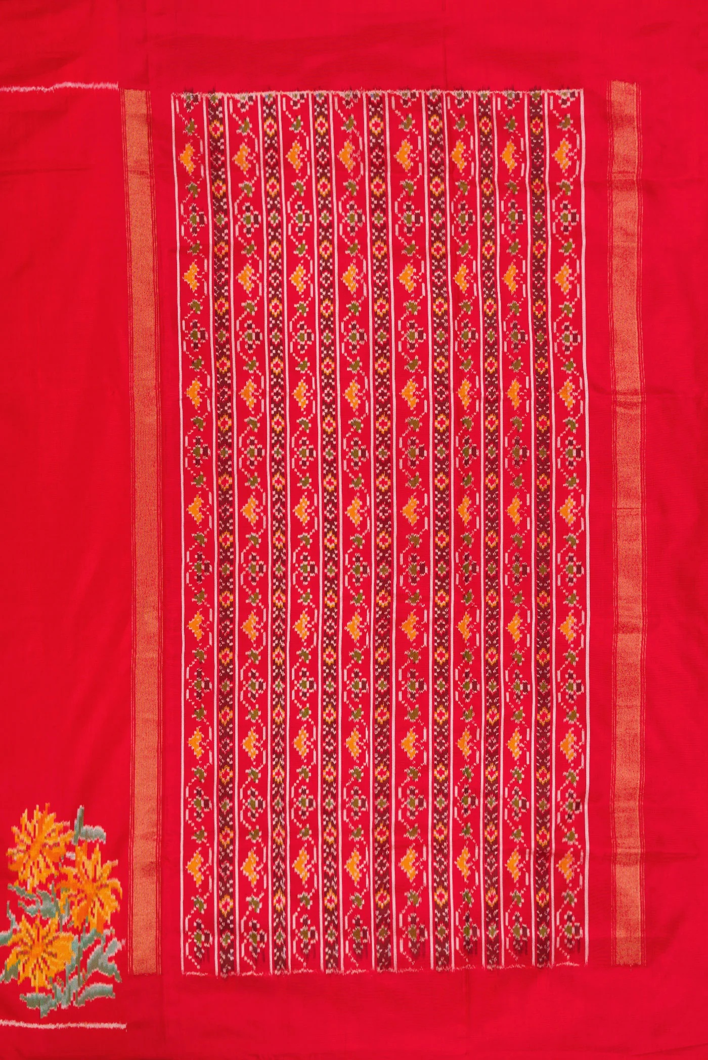 Red Double Ikat Saree - Image 7