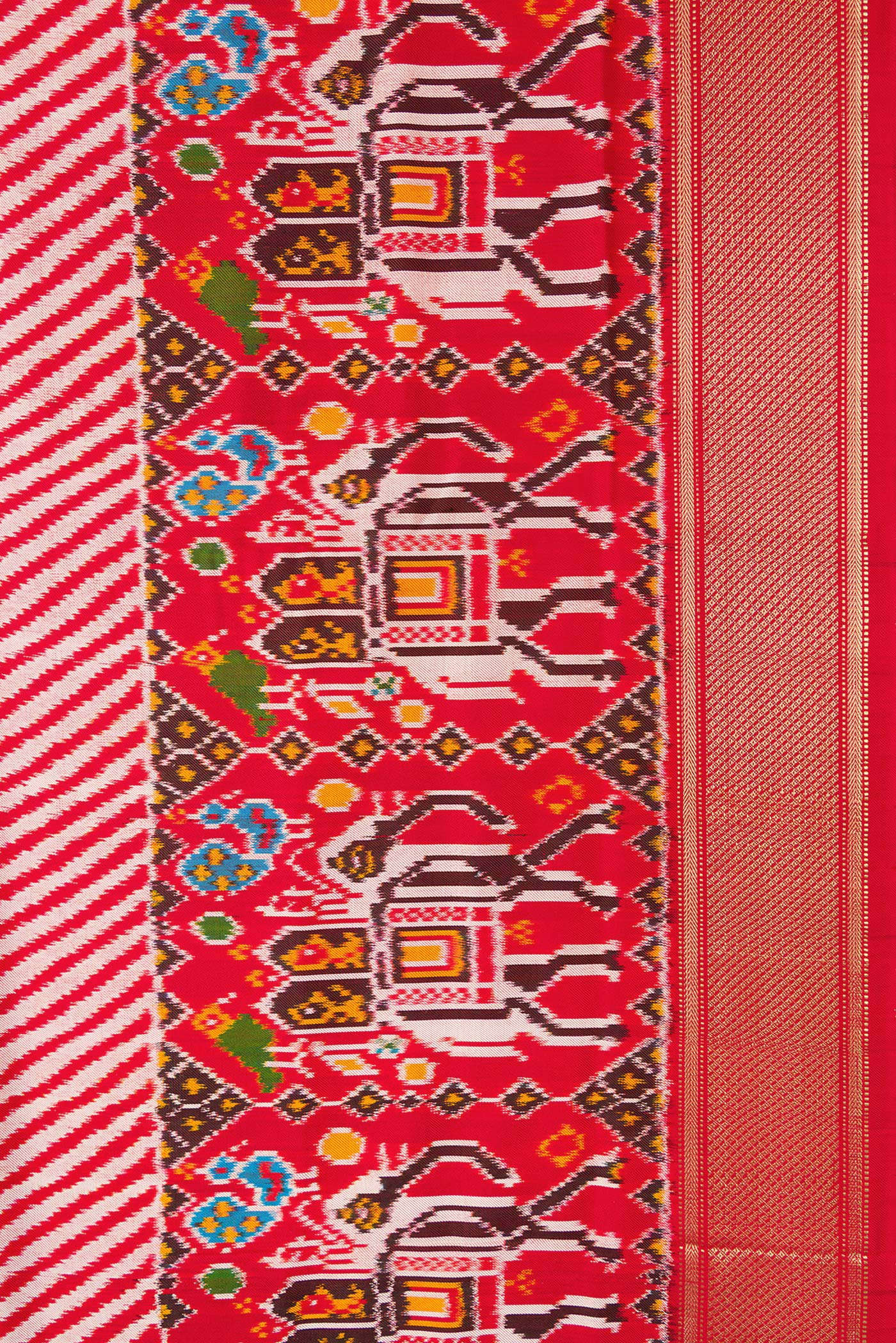 Red Double Ikat Saree - Image 3
