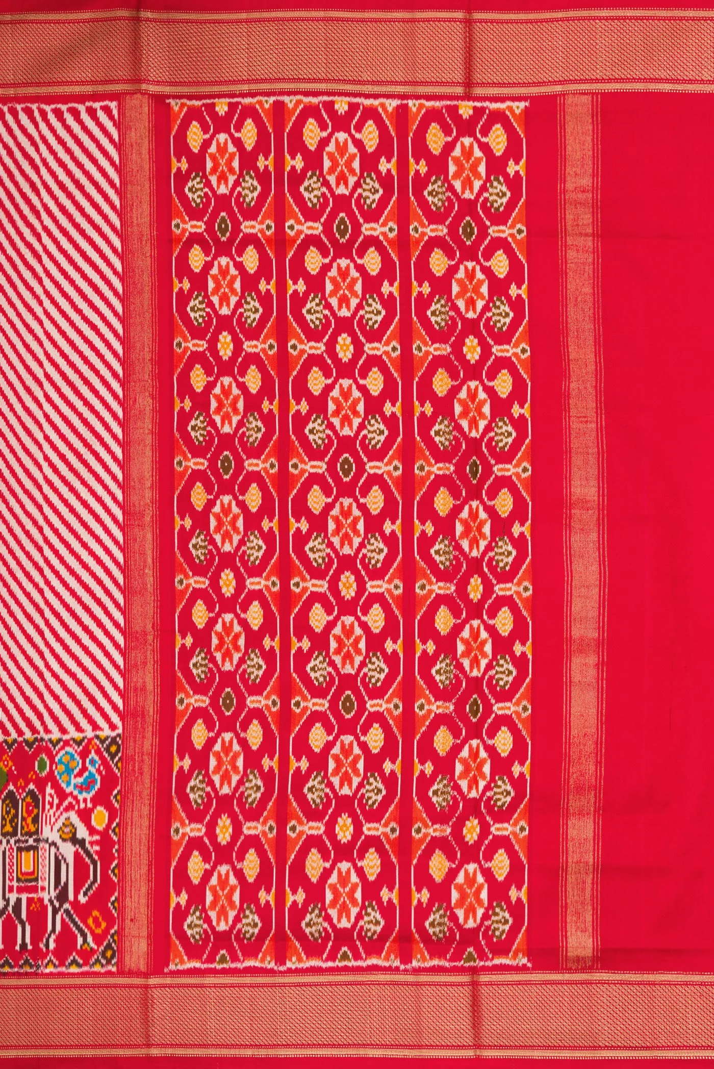 Red Double Ikat Saree - Image 7