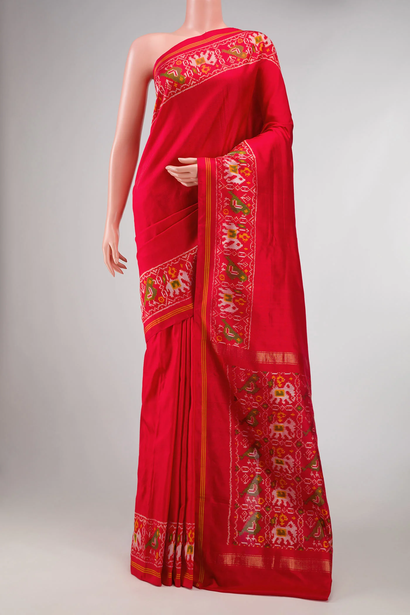 Red Dual Tone Double Ikat Saree
