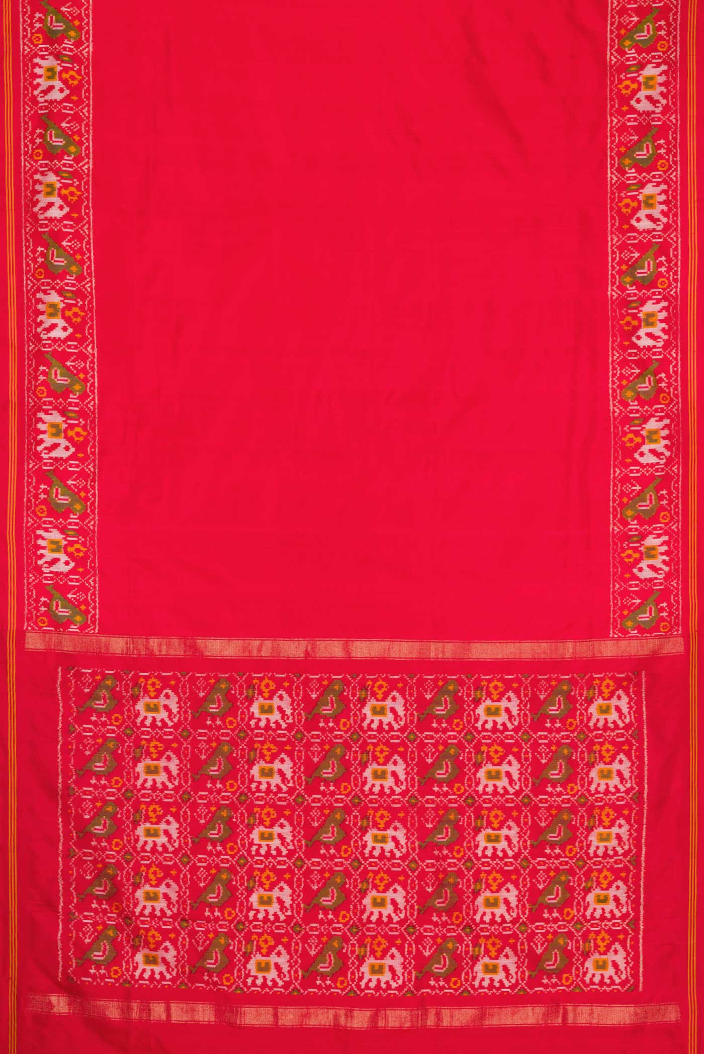 Red Dual Tone Double Ikat Saree - Image 6