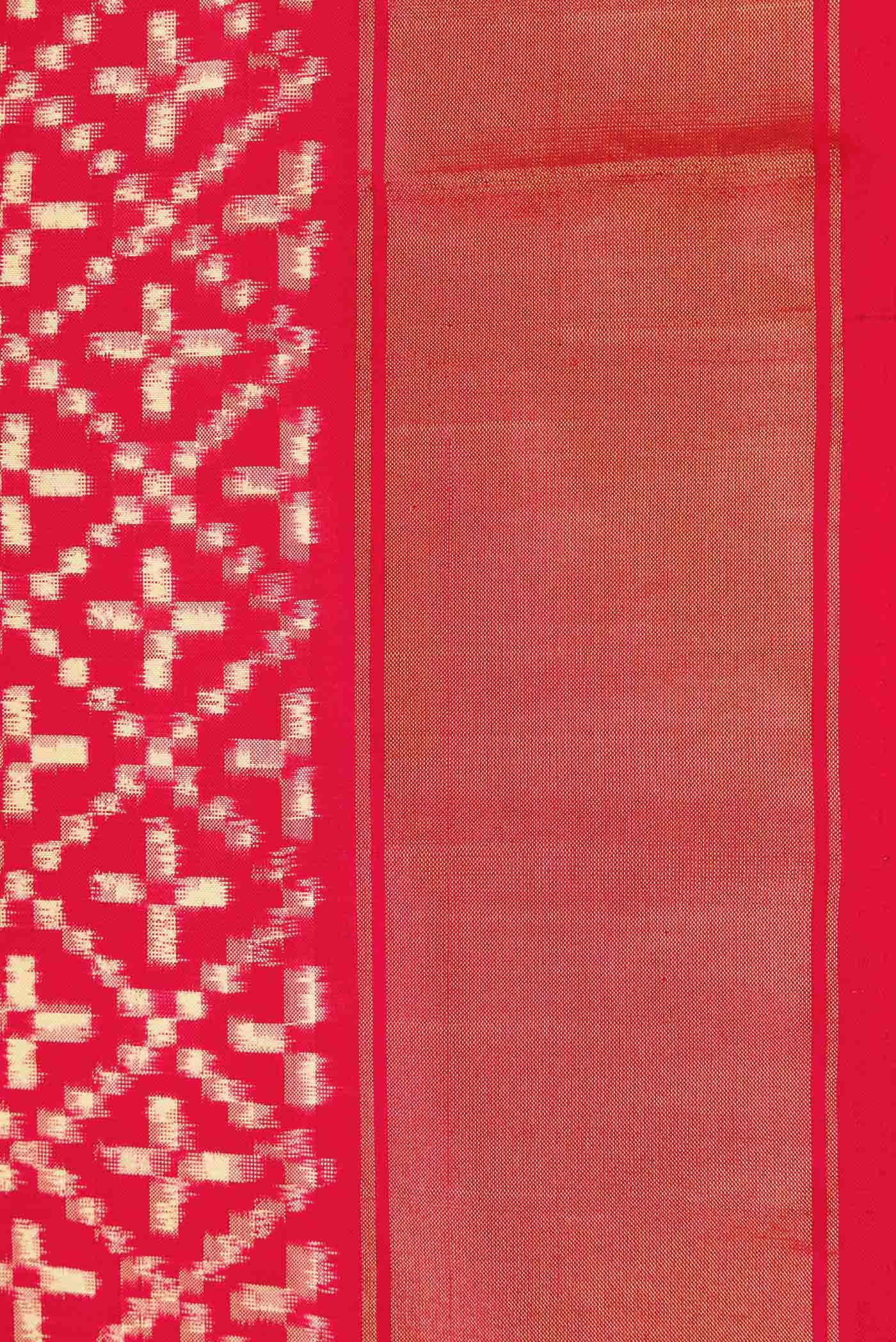 Red Dual Tone Double Ikat Saree - Image 6